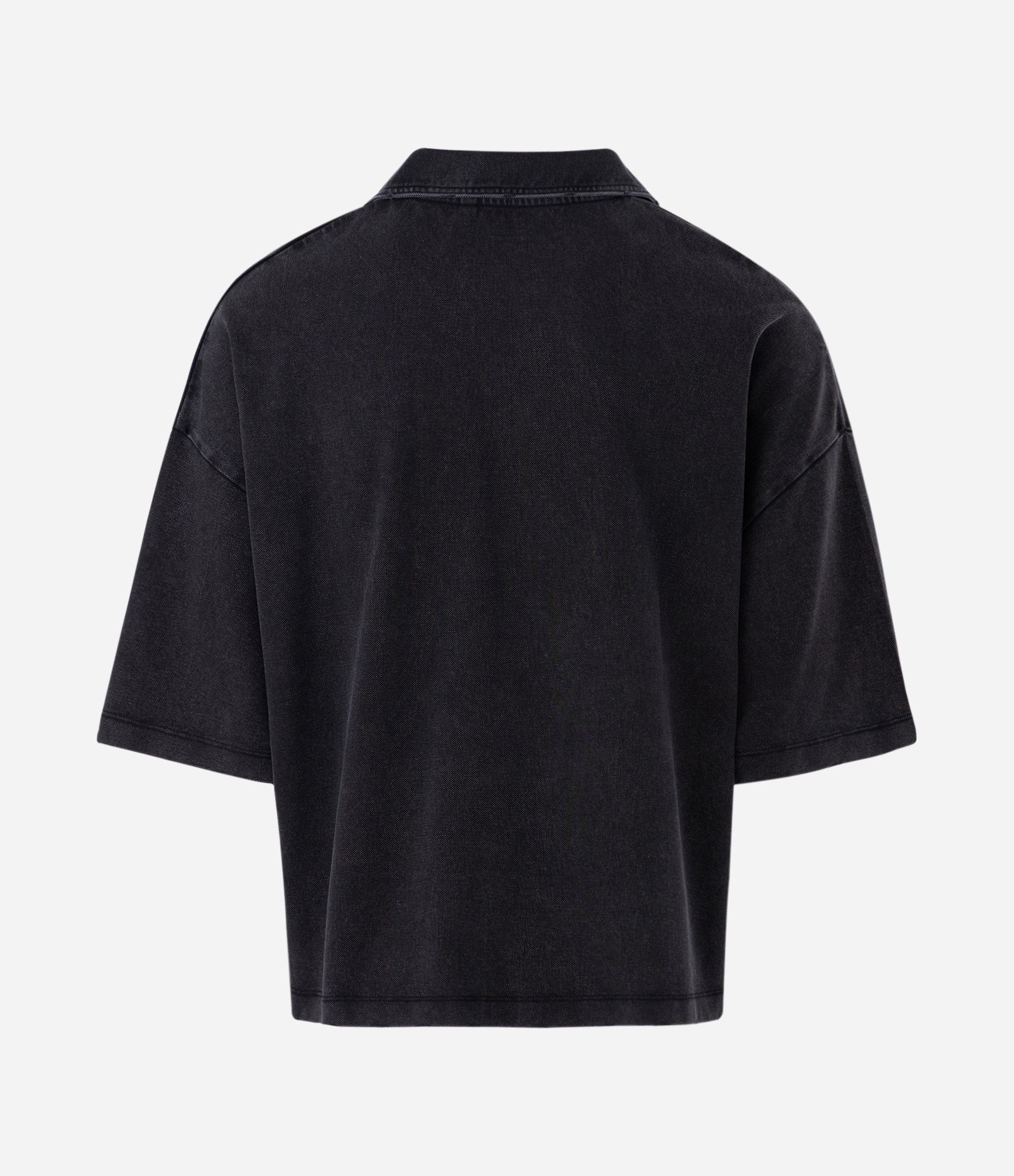 Camiseta Overboxy em Piquet com Gola Polo e Lettering Energy Preto 6