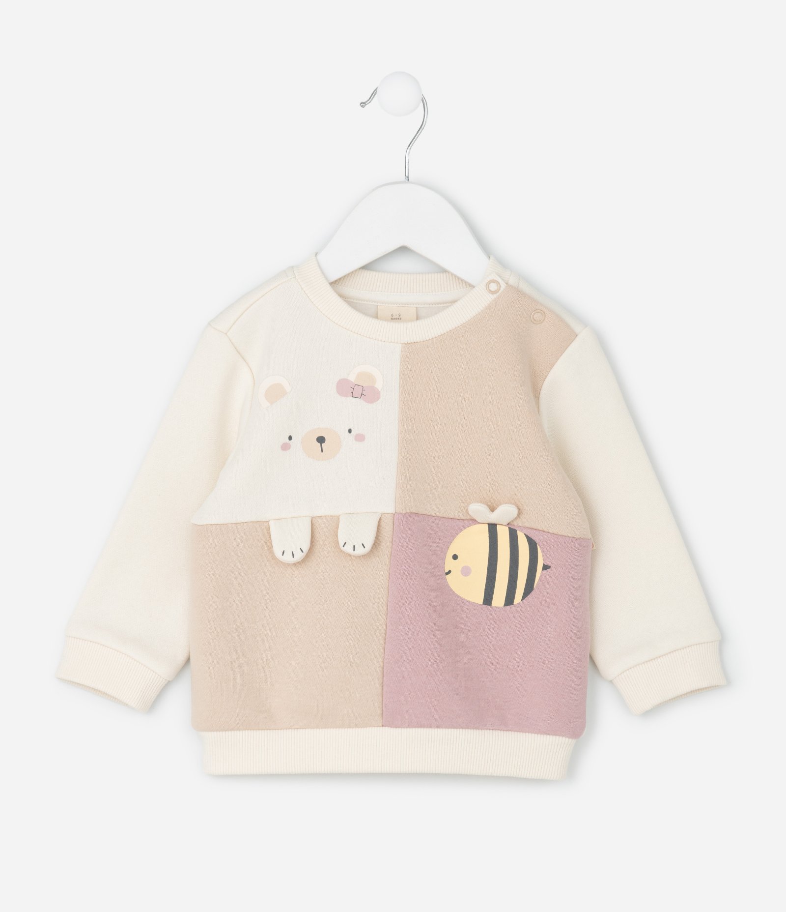 Conjunto Infantil com Estampa de Abelha e Urso – Tam RN a 18 Meses Bege Claro 3