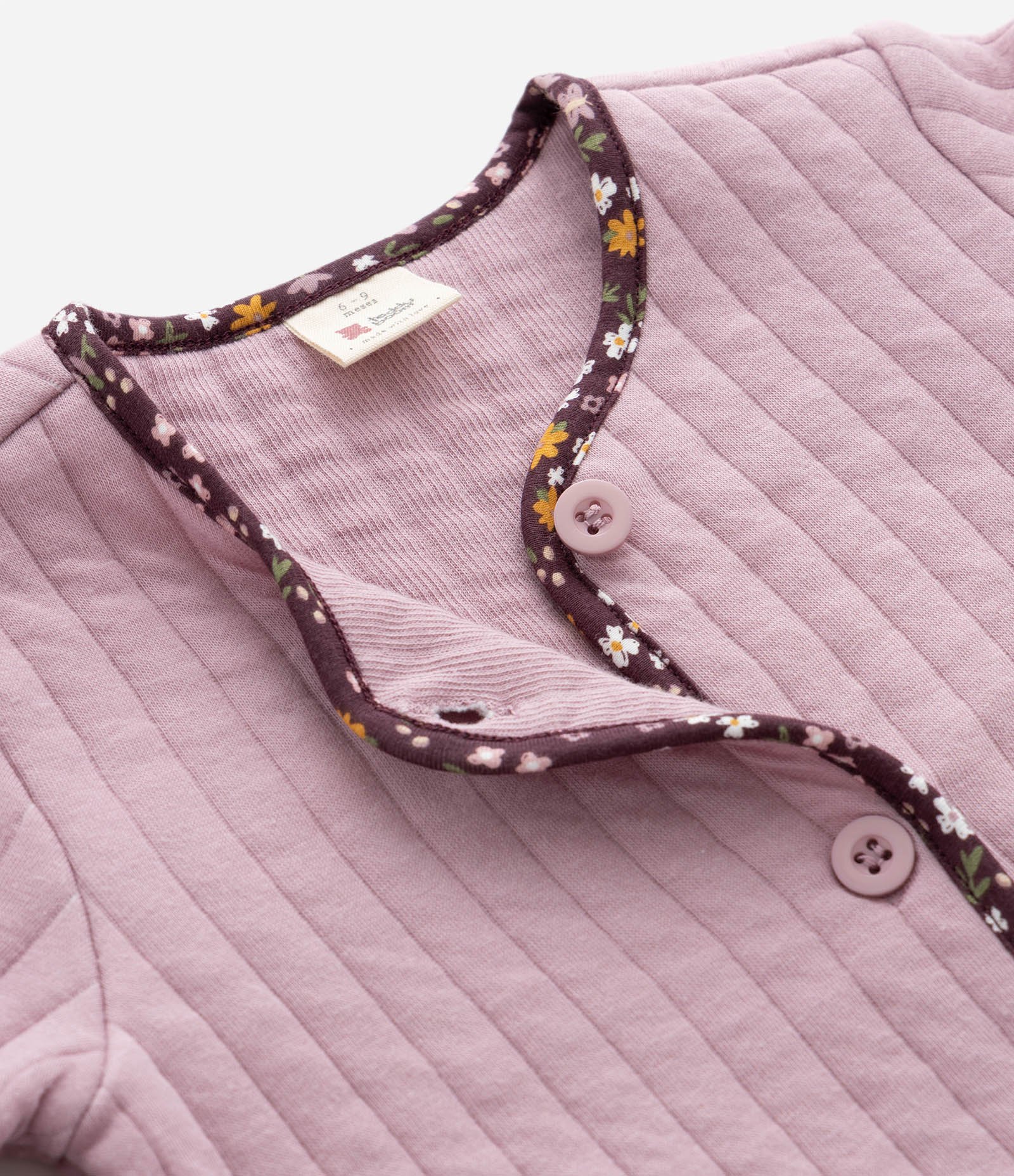Conjunto Infantil Matelassê com Jaqueta Viés Floral e Calça – Tam 0 a 18 Meses Lilás/Vinho 10