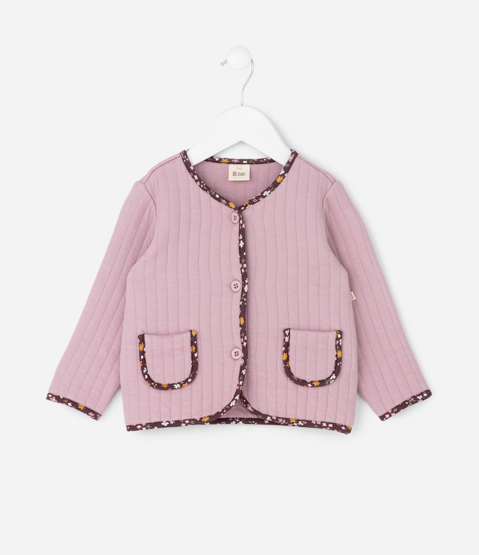 Conjunto Infantil Matelassê com Jaqueta Viés Floral e Calça – Tam 0 a 18 Meses Lilás/Vinho 2