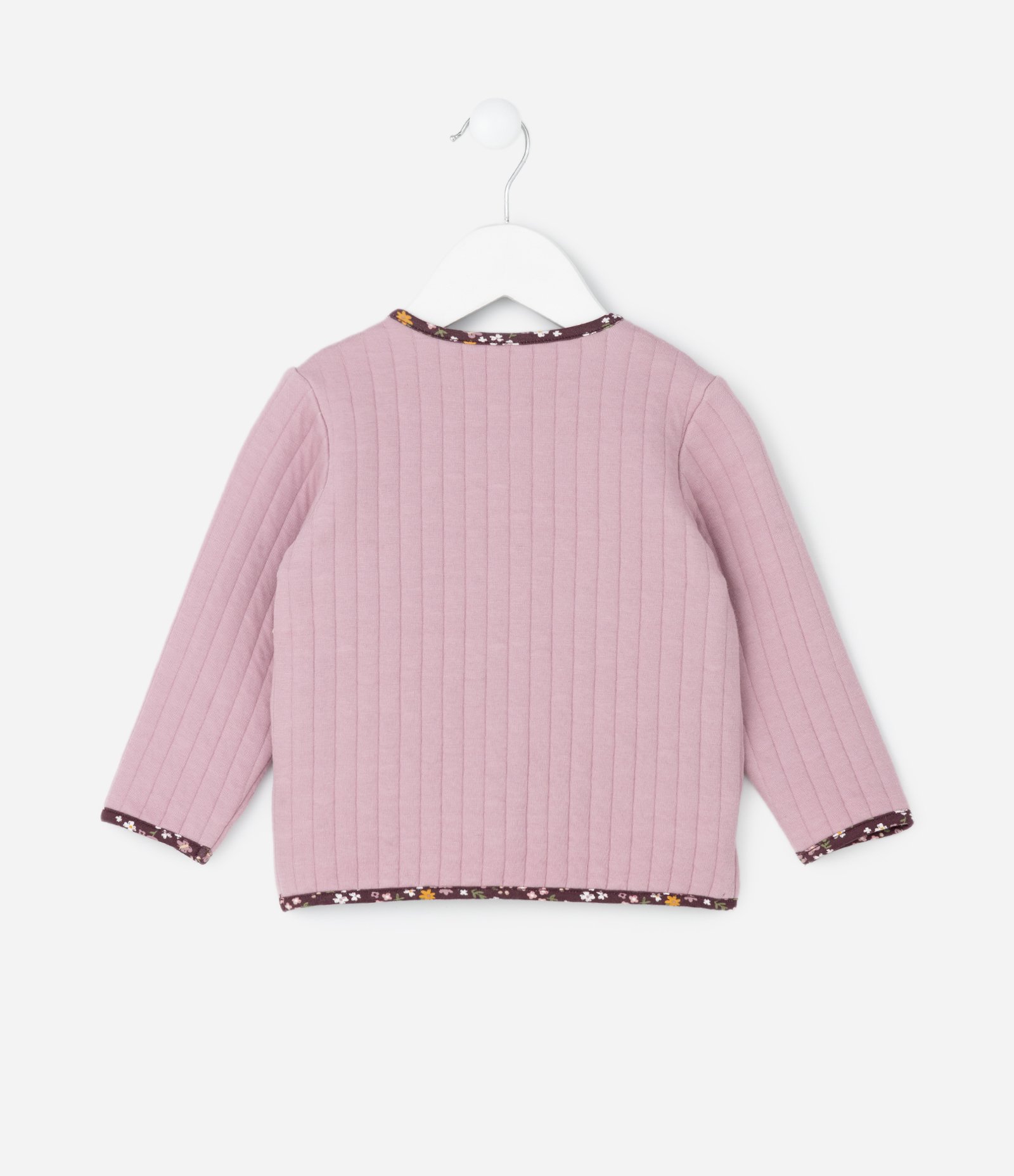 Conjunto Infantil Matelassê com Jaqueta Viés Floral e Calça – Tam 0 a 18 Meses Lilás/Vinho 3