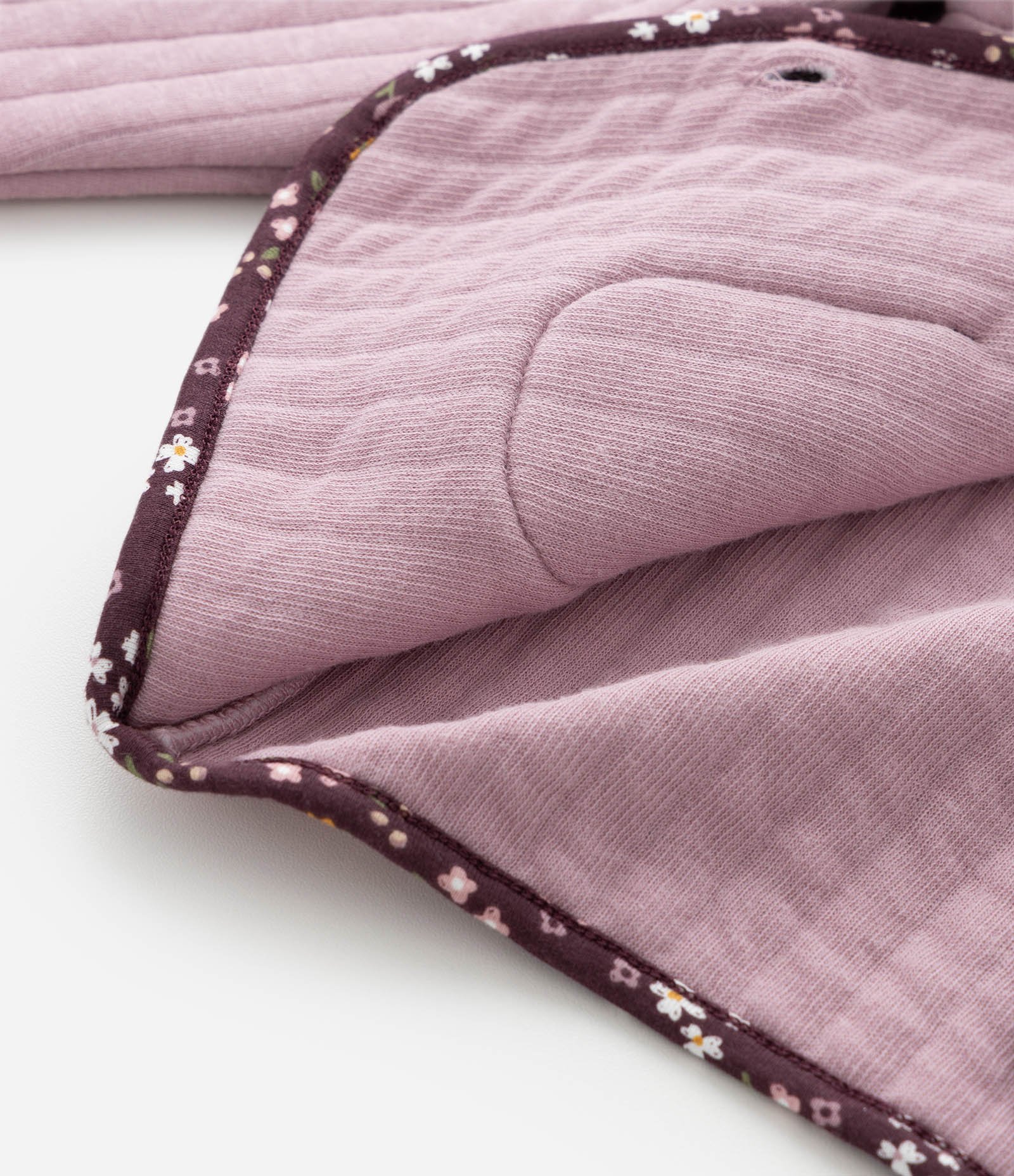 Conjunto Infantil Matelassê com Jaqueta Viés Floral e Calça – Tam 0 a 18 Meses Lilás/Vinho 7