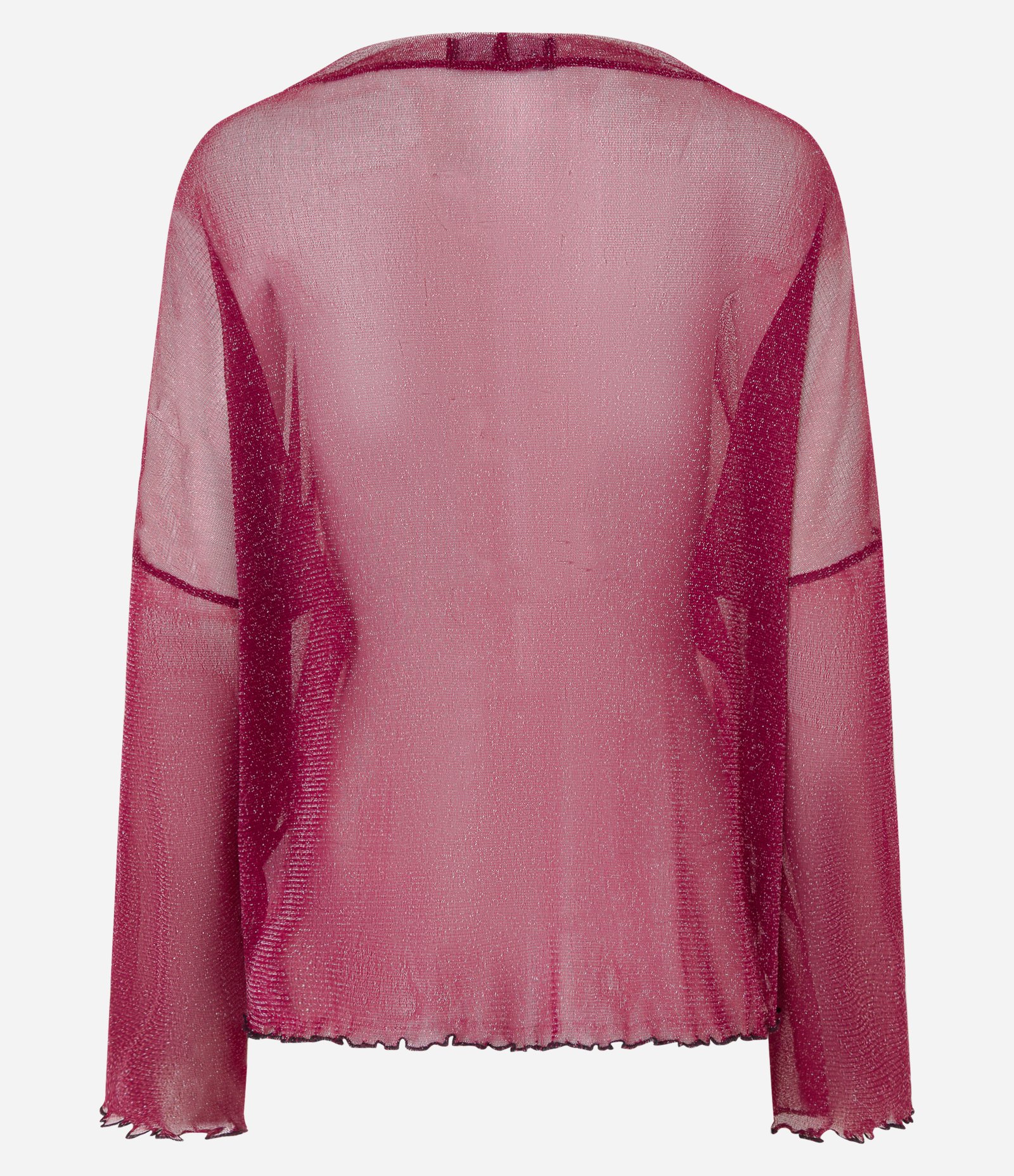 Blusa em Tule com Brilho e Manga Longa Vermelho 7