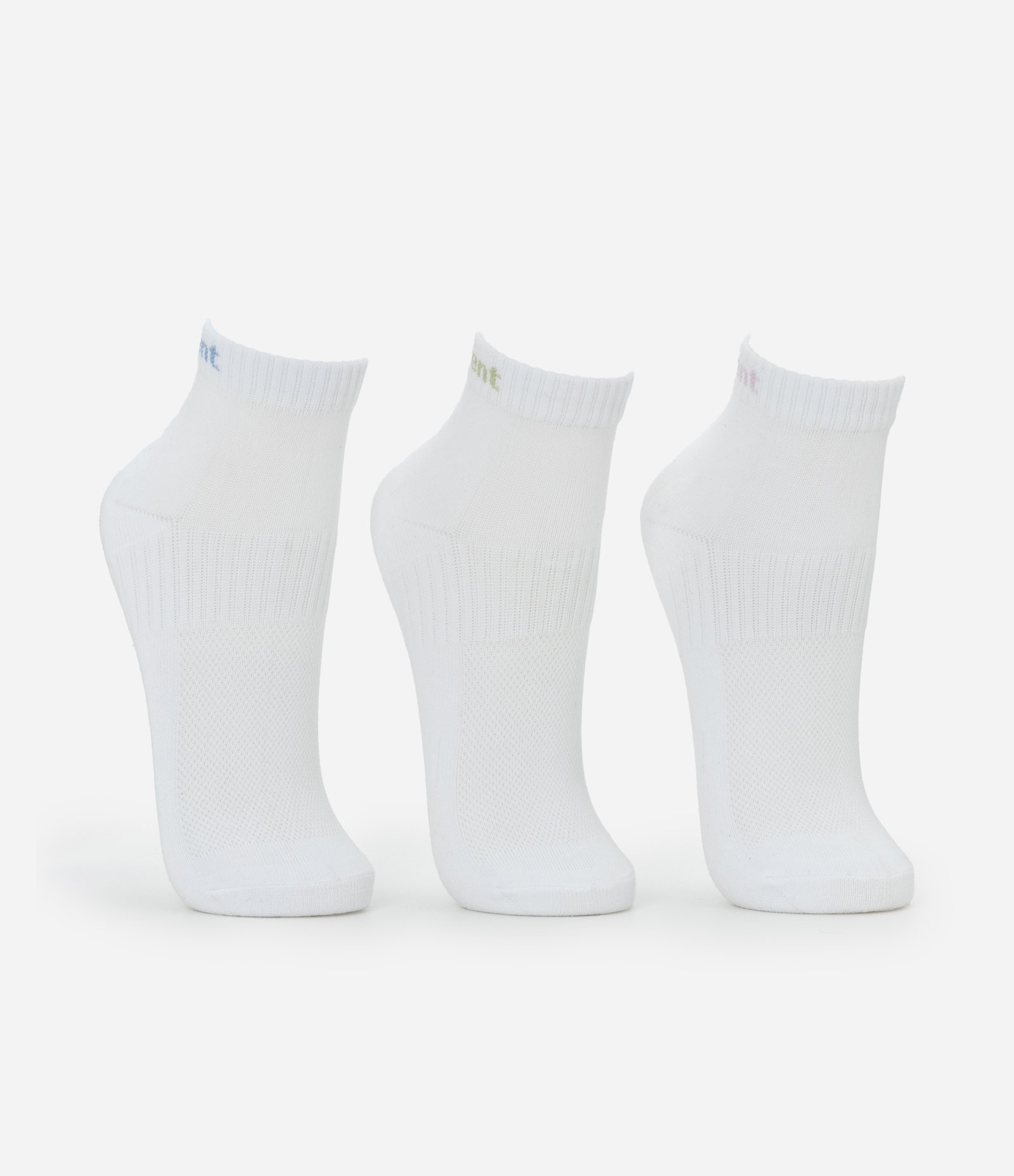 Kit 03 Pares de Meias Cano Baixo em Poliamida com Lettering Movement Branco 2