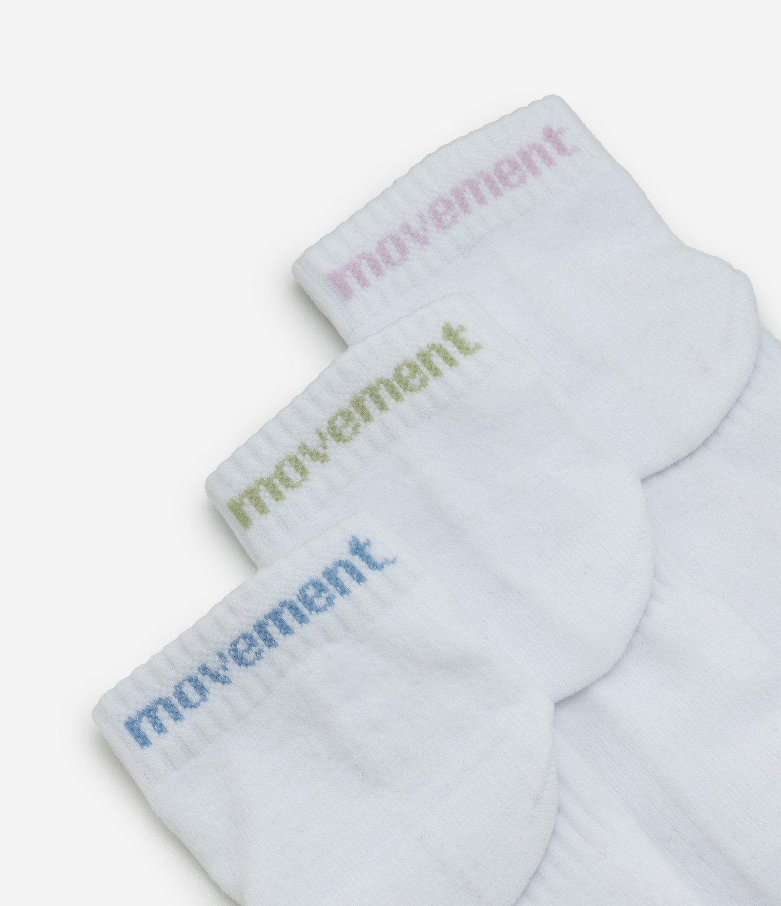 Kit 03 Pares de Meias Cano Baixo em Poliamida com Lettering Movement Branco 4