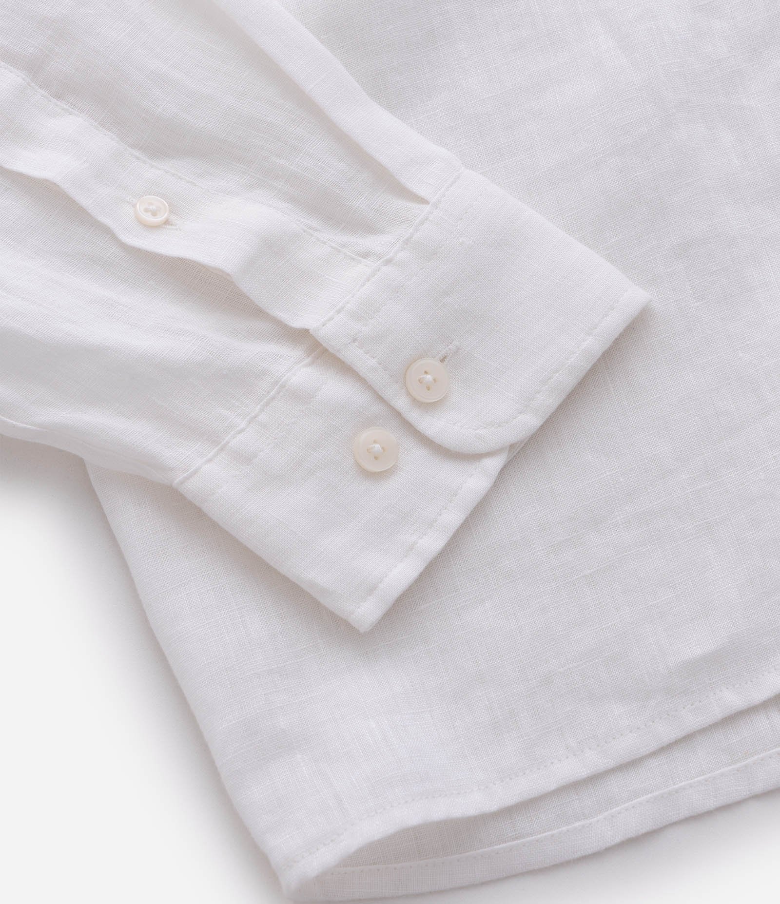 Camisa Manga Longa em Linho com Gola Colarinho Branco 4