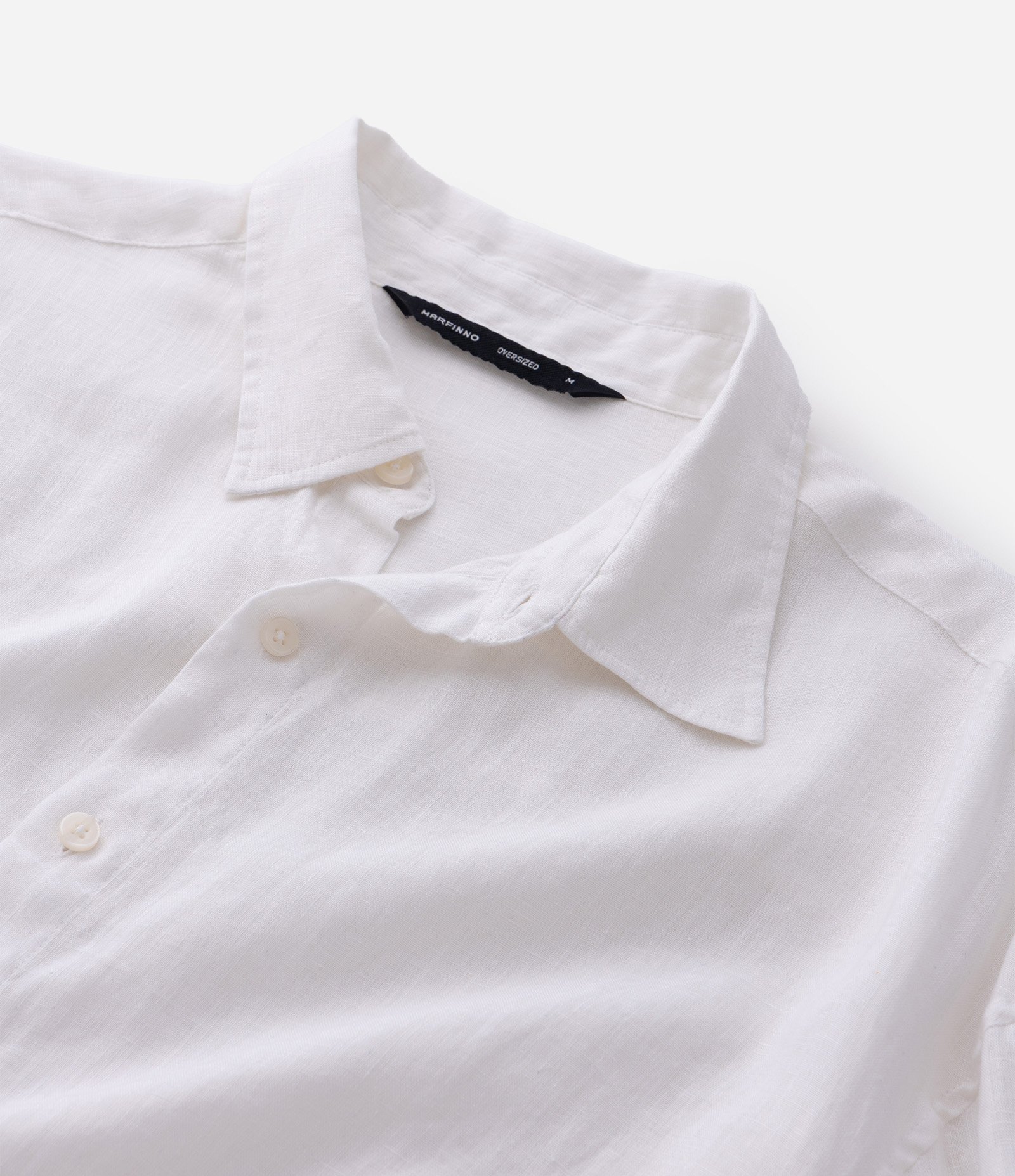 Camisa Manga Longa em Linho com Gola Colarinho Branco 5