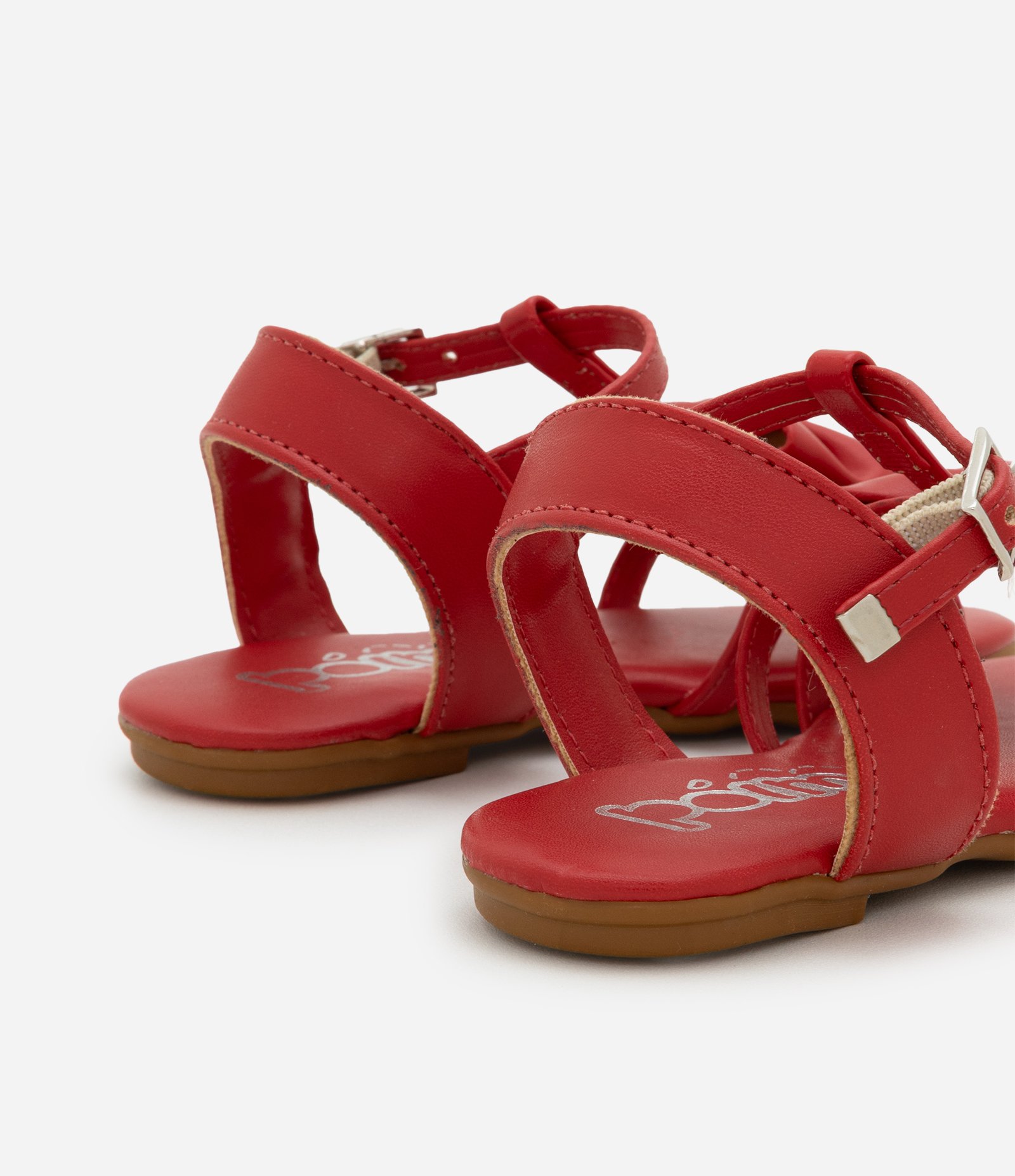 Sandália Infantil Rasteira em PU com Laço Aplicada - Tam 20 ao 24 Vermelho 2