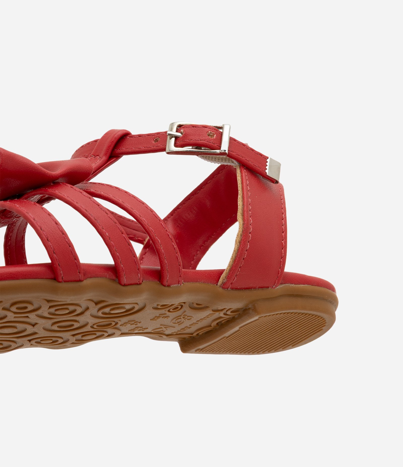 Sandália Infantil Rasteira em PU com Laço Aplicada - Tam 20 ao 24 Vermelho 3