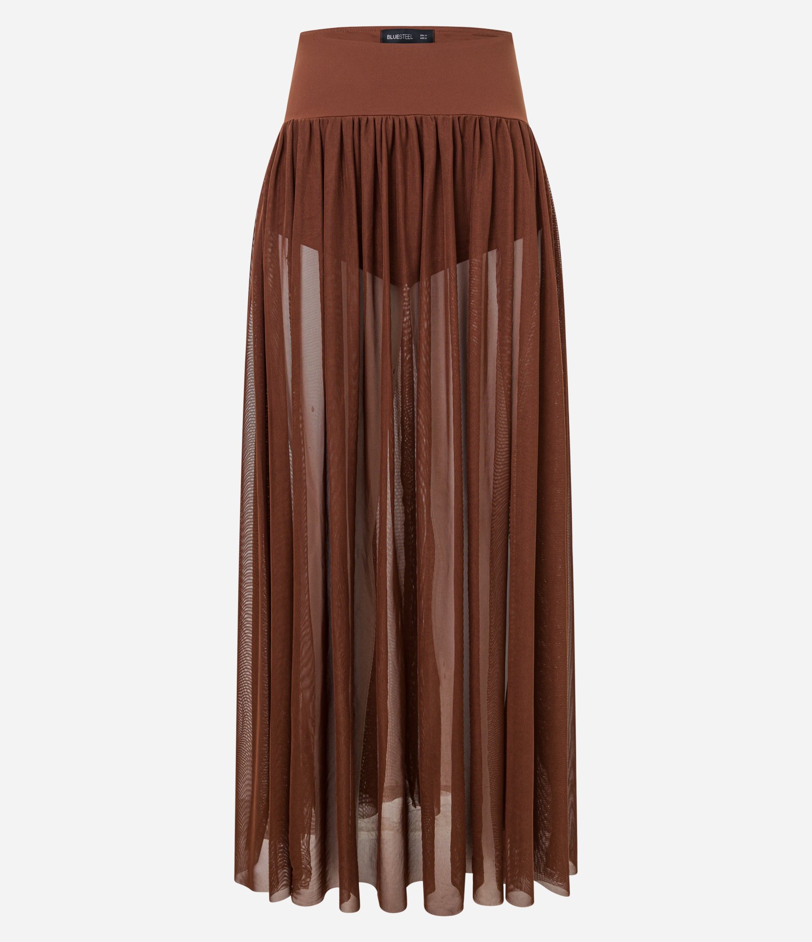 Saia Longa em Tule com Pala e Cinturão Marrom 6