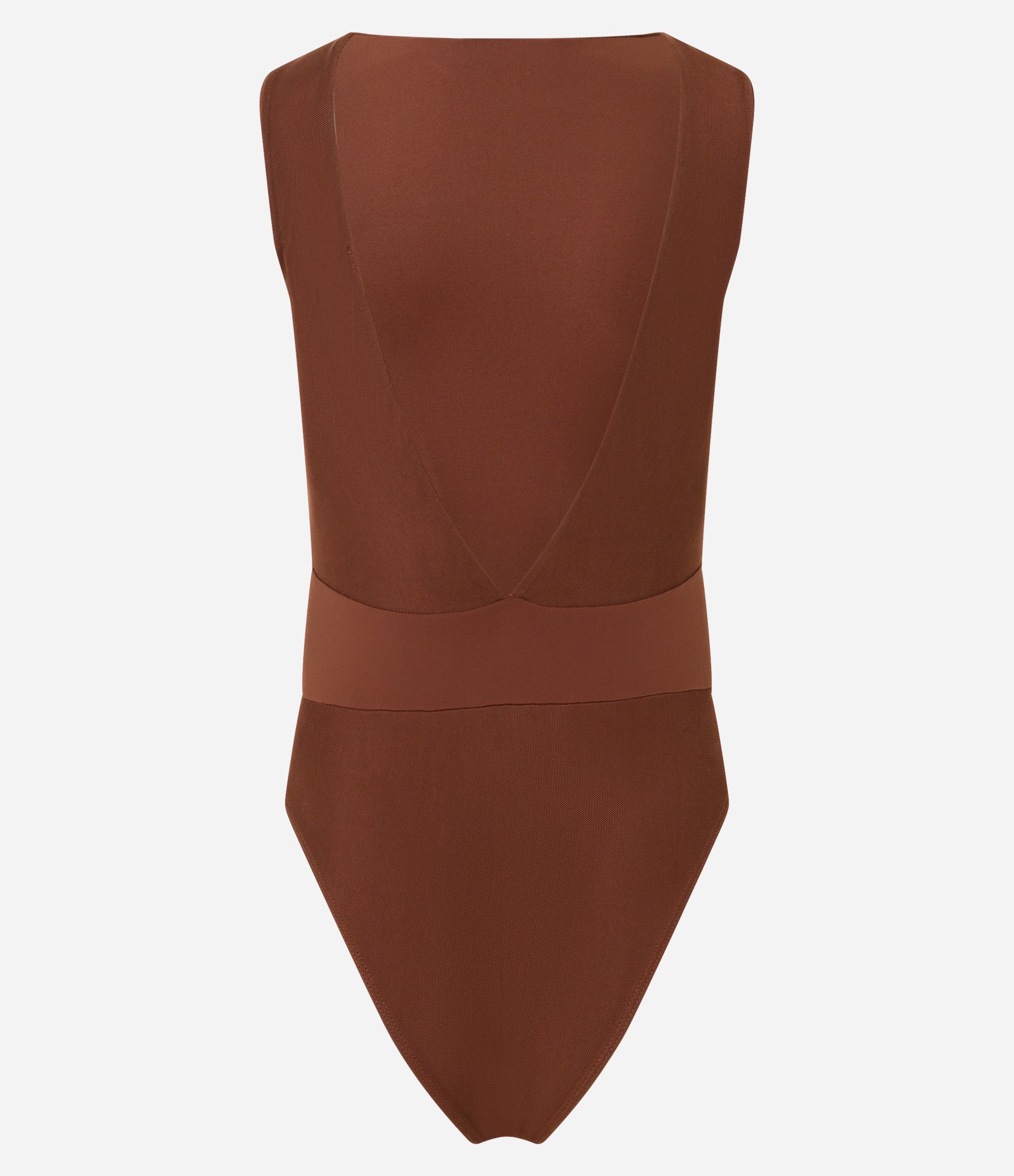 Body Regata em Tule com Cinturão e Drapeados Marrom 8