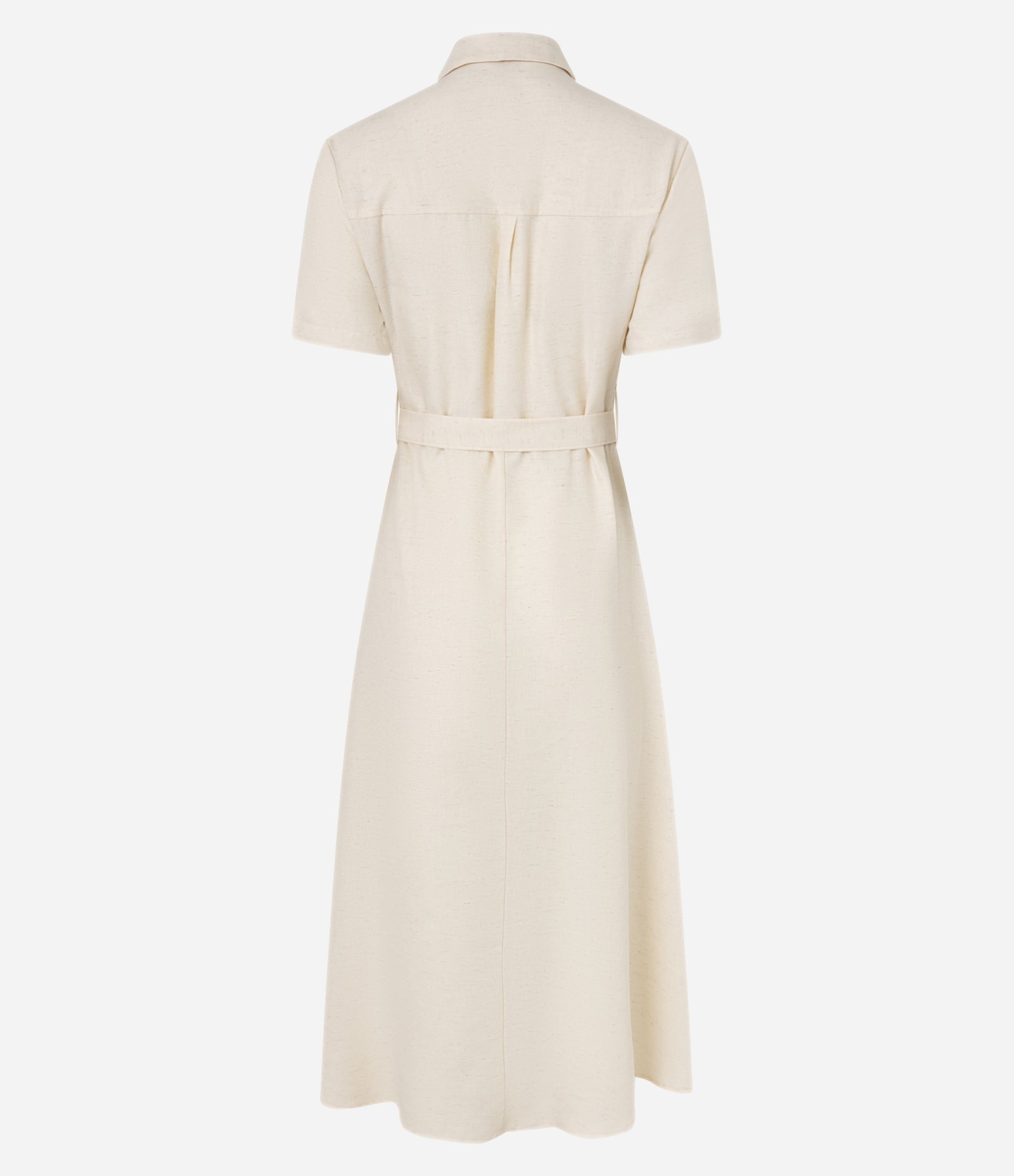 Vestido Midi Manga Curta em Sarja com Bolsos Utilitários Off White 7