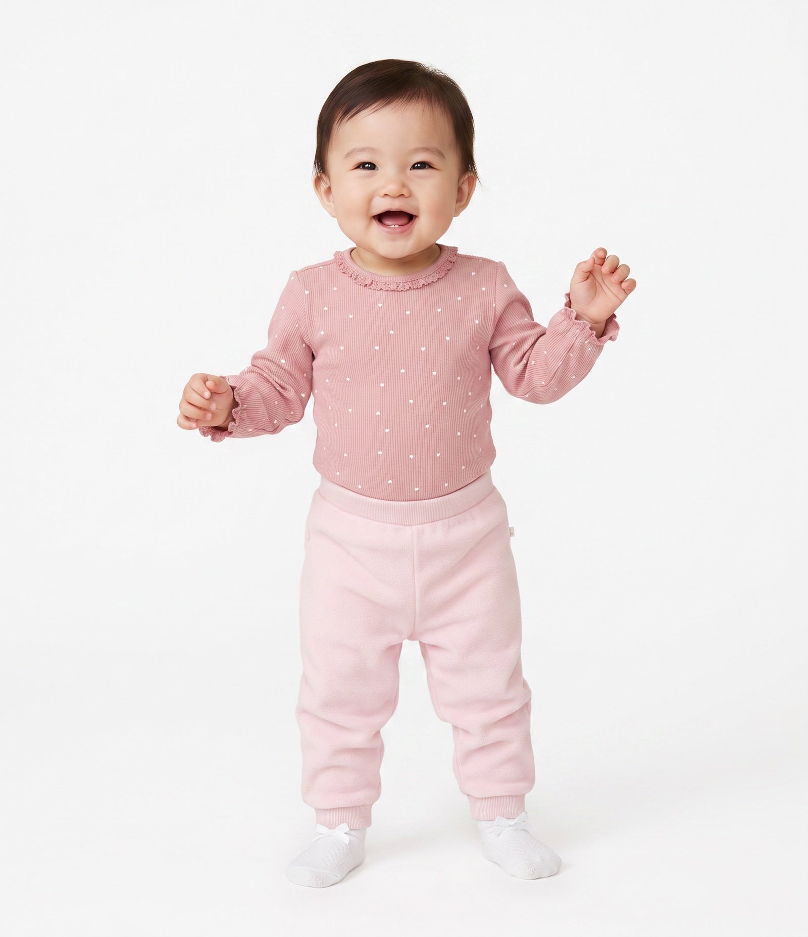 Calça Infantil com Punhos Canelados – Tam 0 a 18 Meses Rosa Claro 1