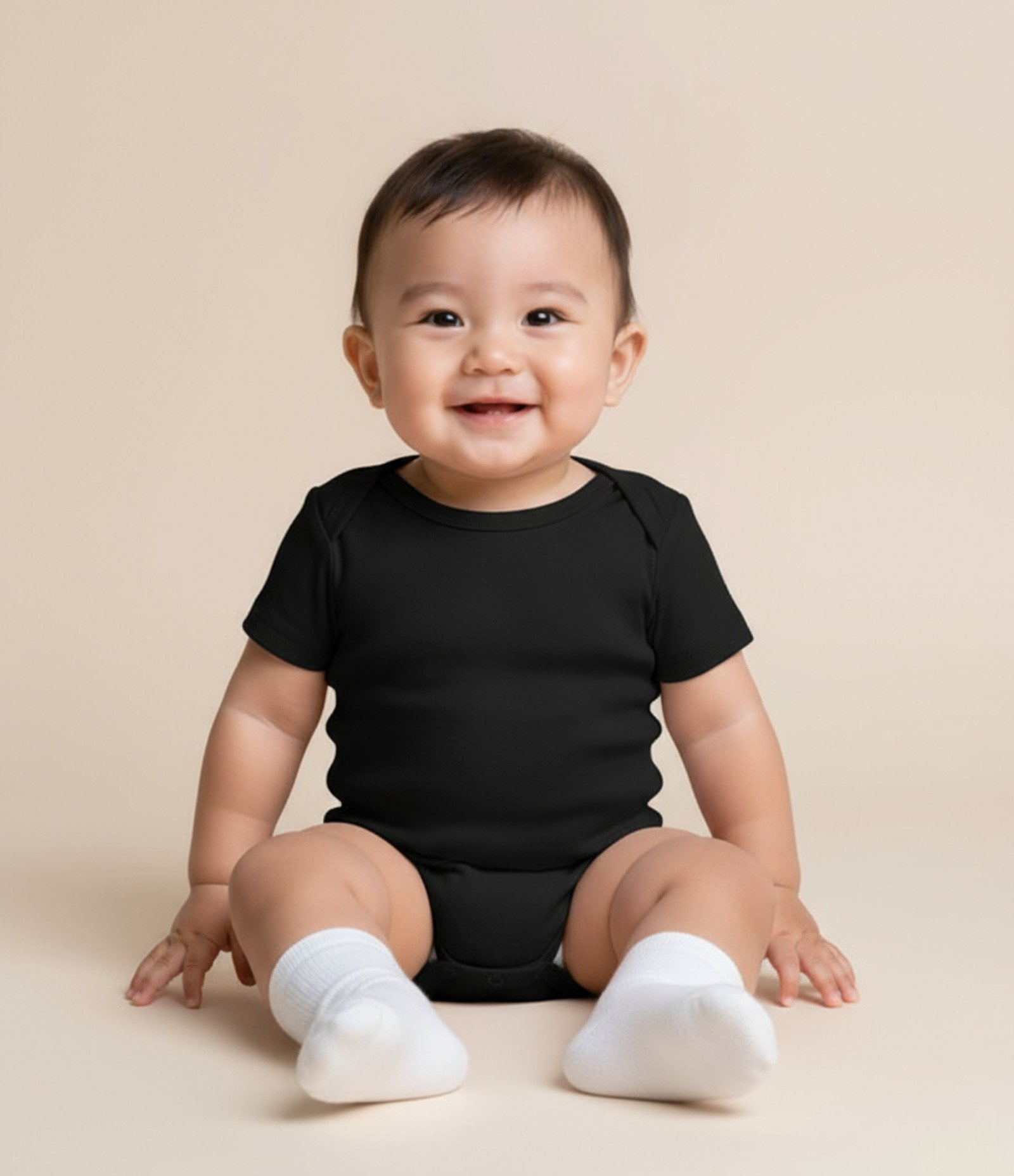 Body Básico Infantil em Cotton - Tam RN a 18 Meses Preto 1