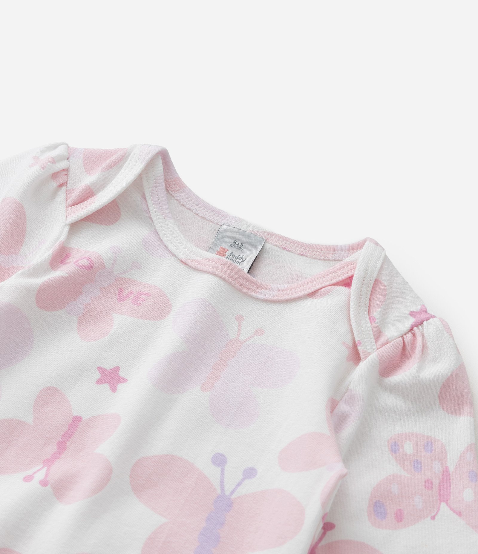 Body Infantil com Estampa de Borboletas - Tam 0 a 18 Meses Branco 7