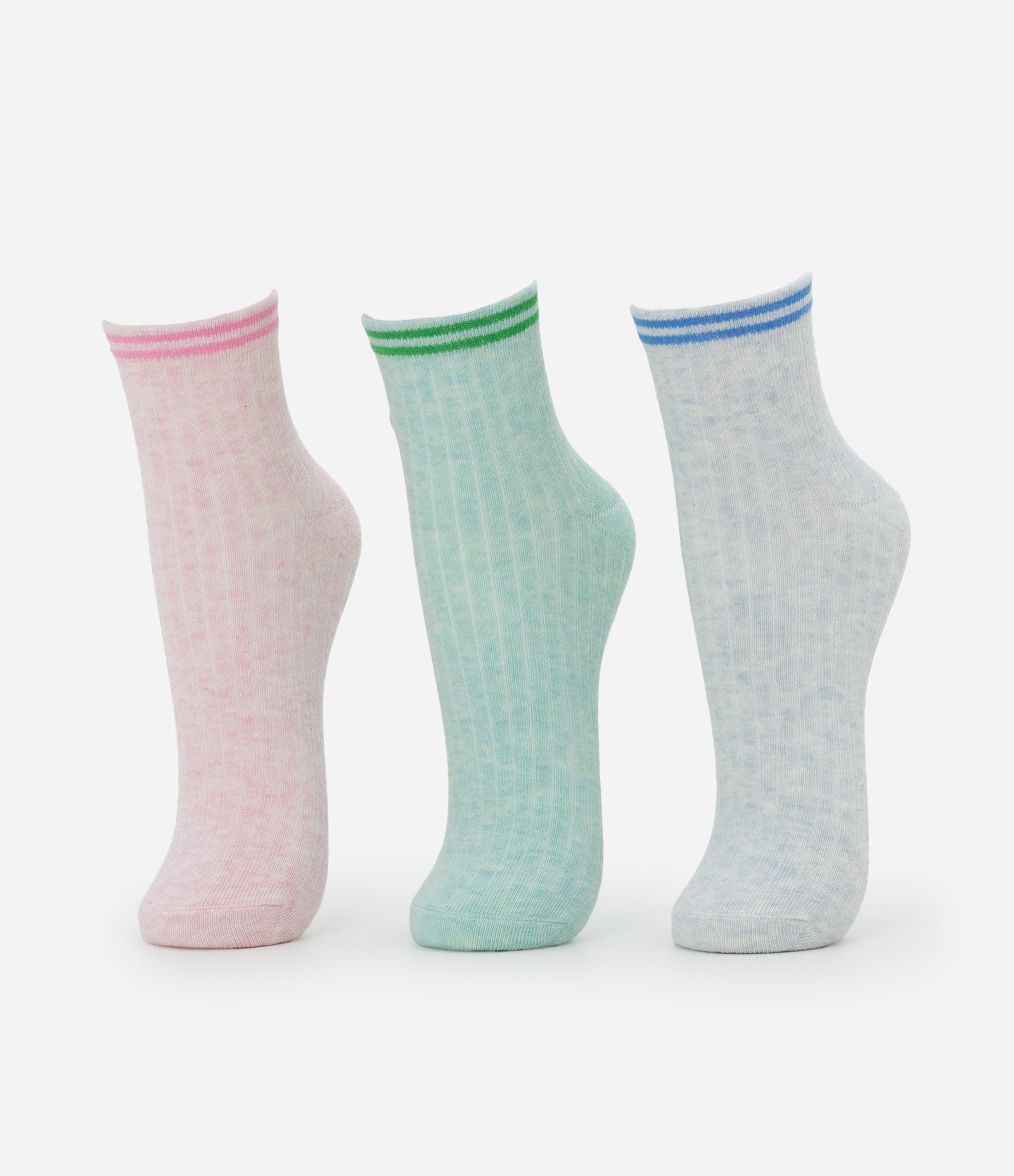 Kit 03 Meias Cano Baixo com Listras e Personagens Super Poderosas Multicores 2