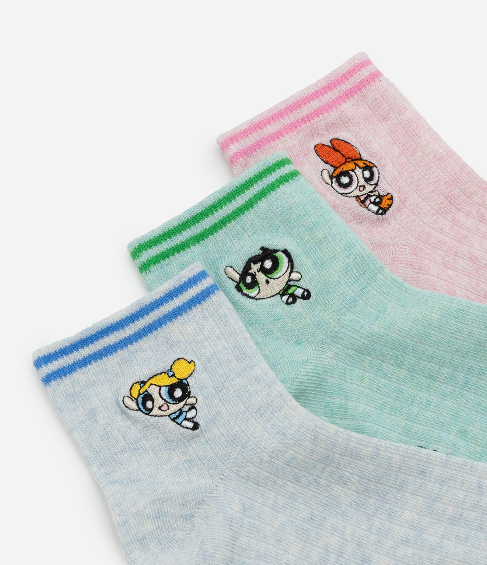Kit 03 Meias Cano Baixo com Listras e Personagens Super Poderosas Multicores 4