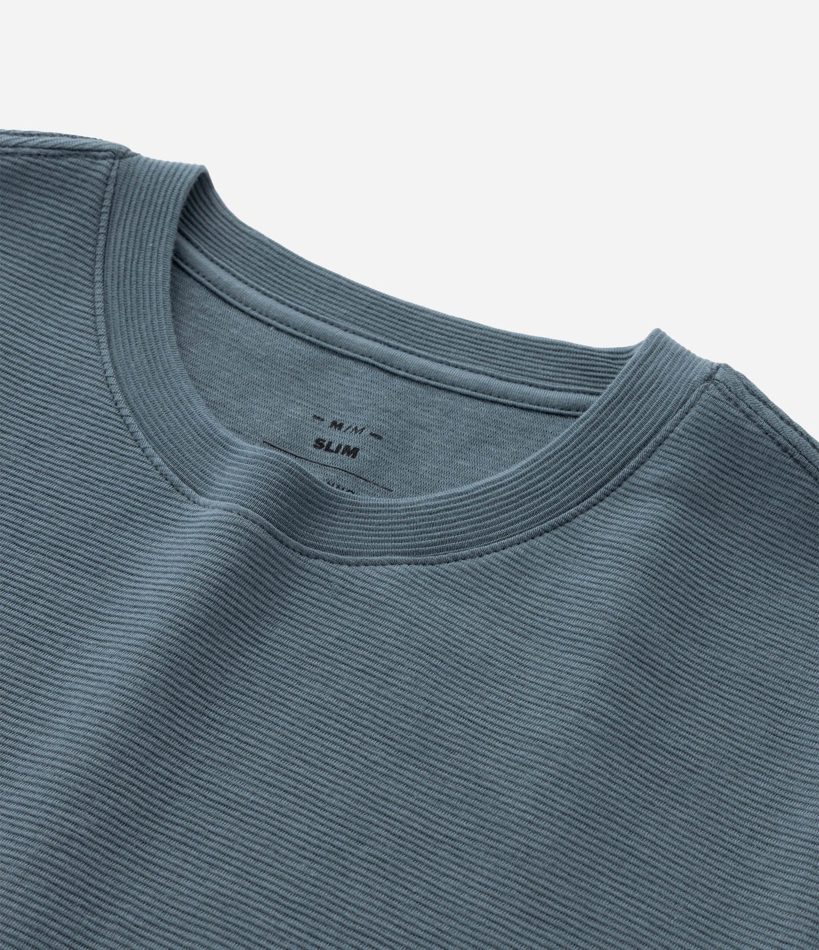 Camiseta Slim em Algodão com Textura Canelada Cinza 8