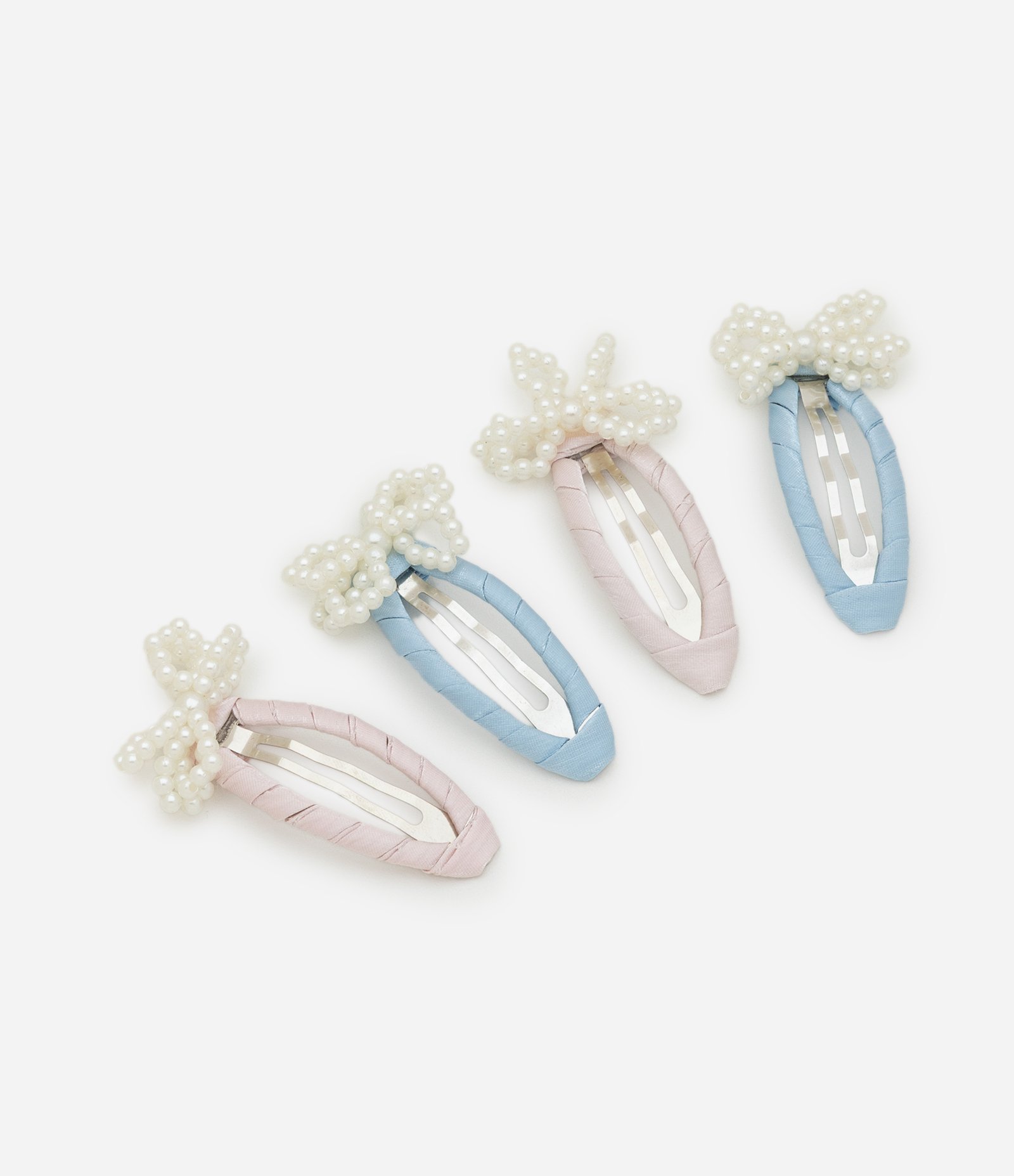 Kit 04 Presilhas de Cabelo Infantis Lacinhos de Pérolas - Tam U Multicores 1