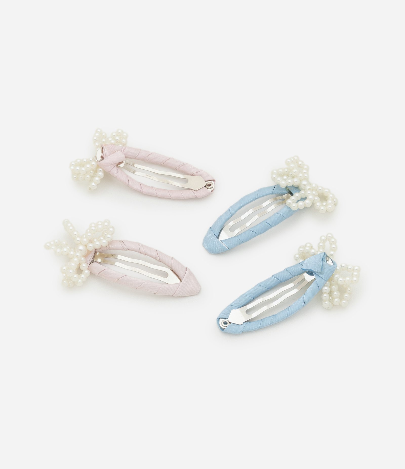 Kit 04 Presilhas de Cabelo Infantis Lacinhos de Pérolas - Tam U Multicores 2