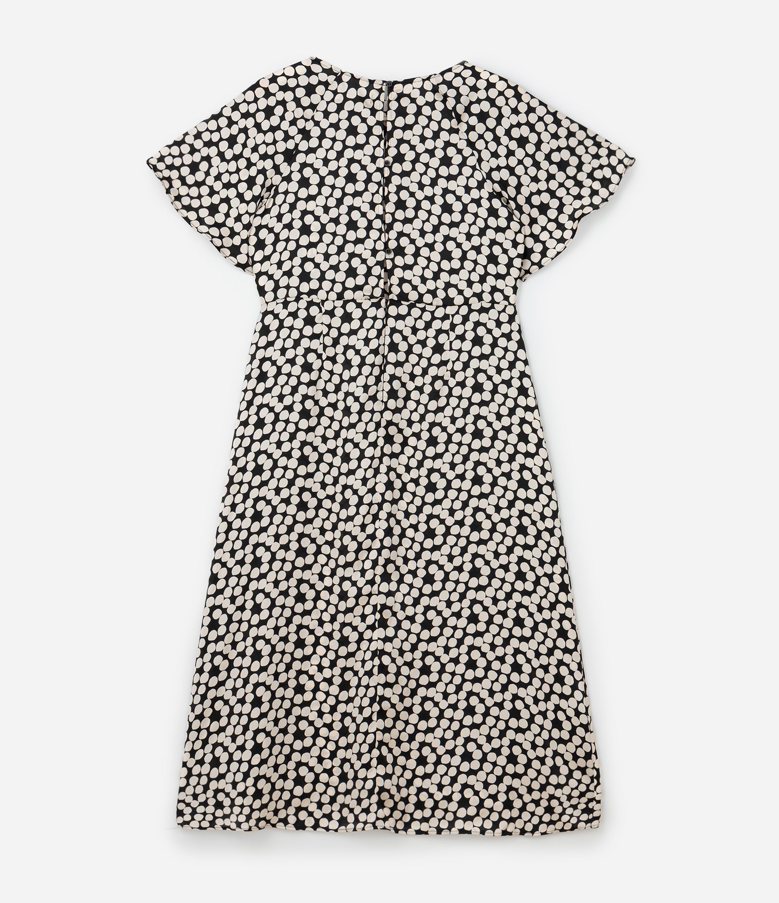 Vestido Midi em Crepe Acetinado Poá com Manga Evasê Curve & Plus Size Preto 6