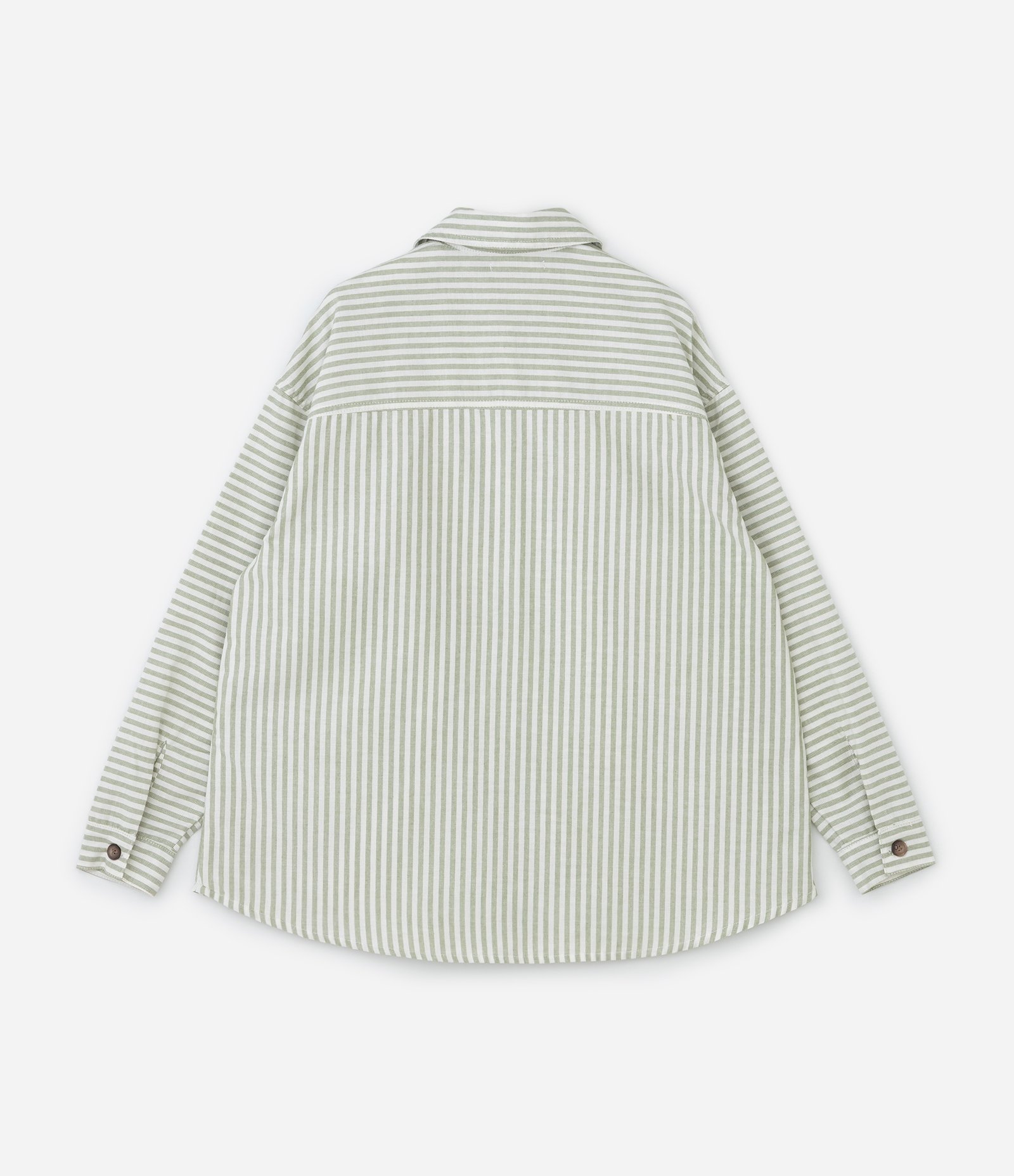 Camisa Oversized em Sarja Listrada com Bolsos Curve & Plus Size Verde 5