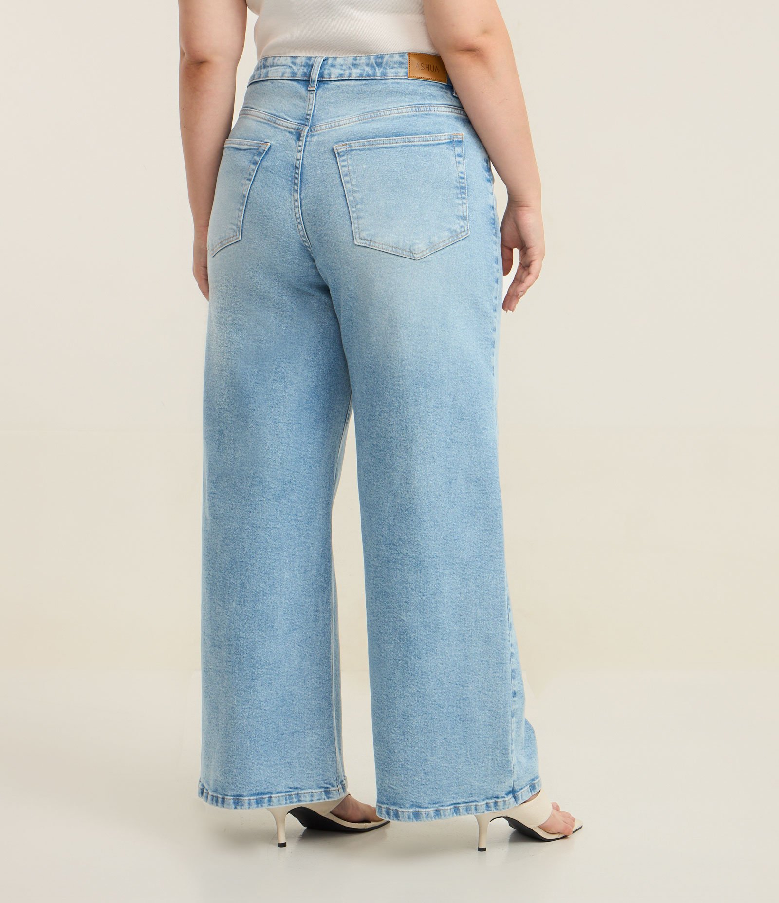 Calça Wide Leg em Jeans com Elastano Curve & Plus Size Azul 5