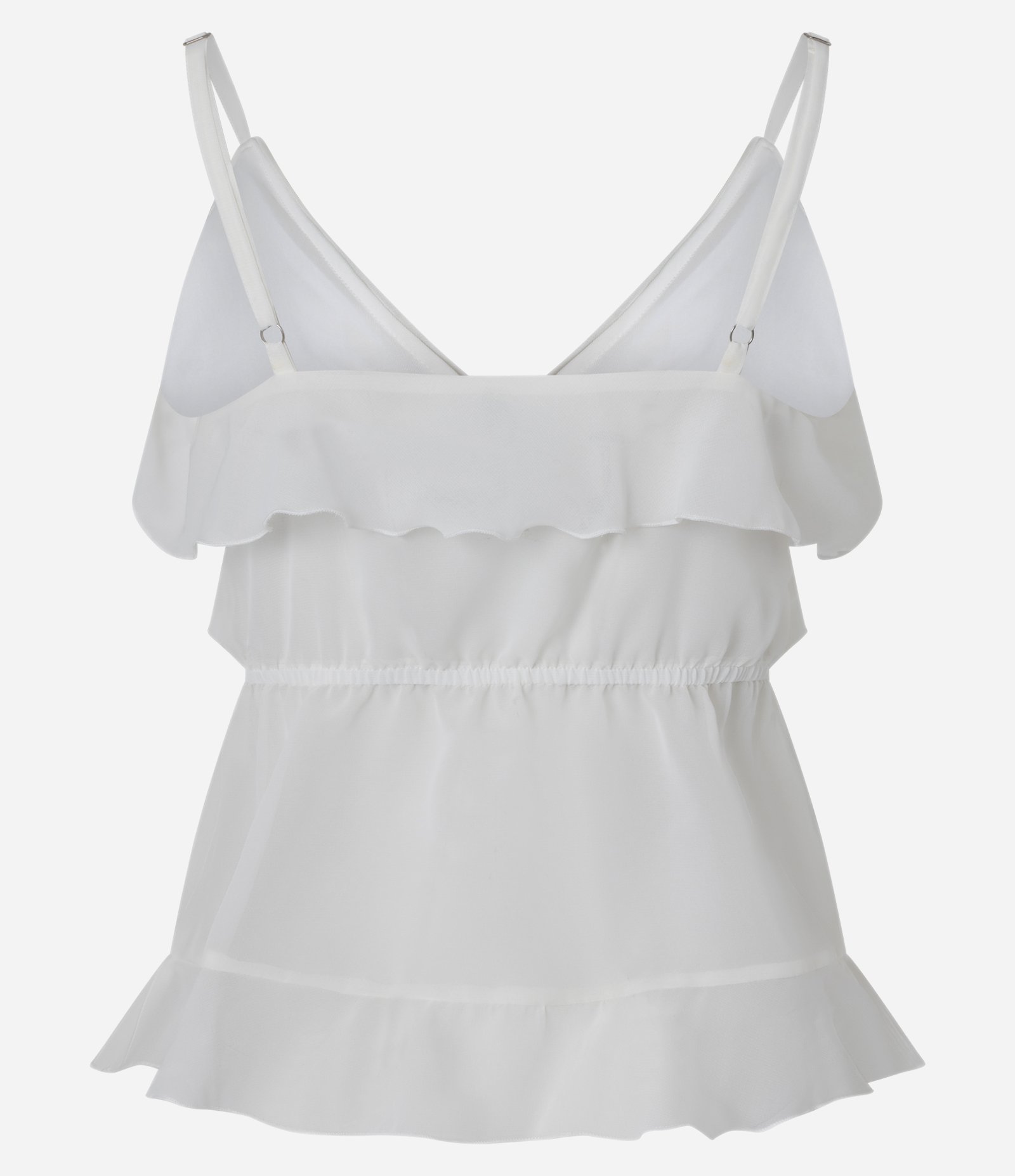 Blusa em Chiffon com Amarração e Babados Branco 6