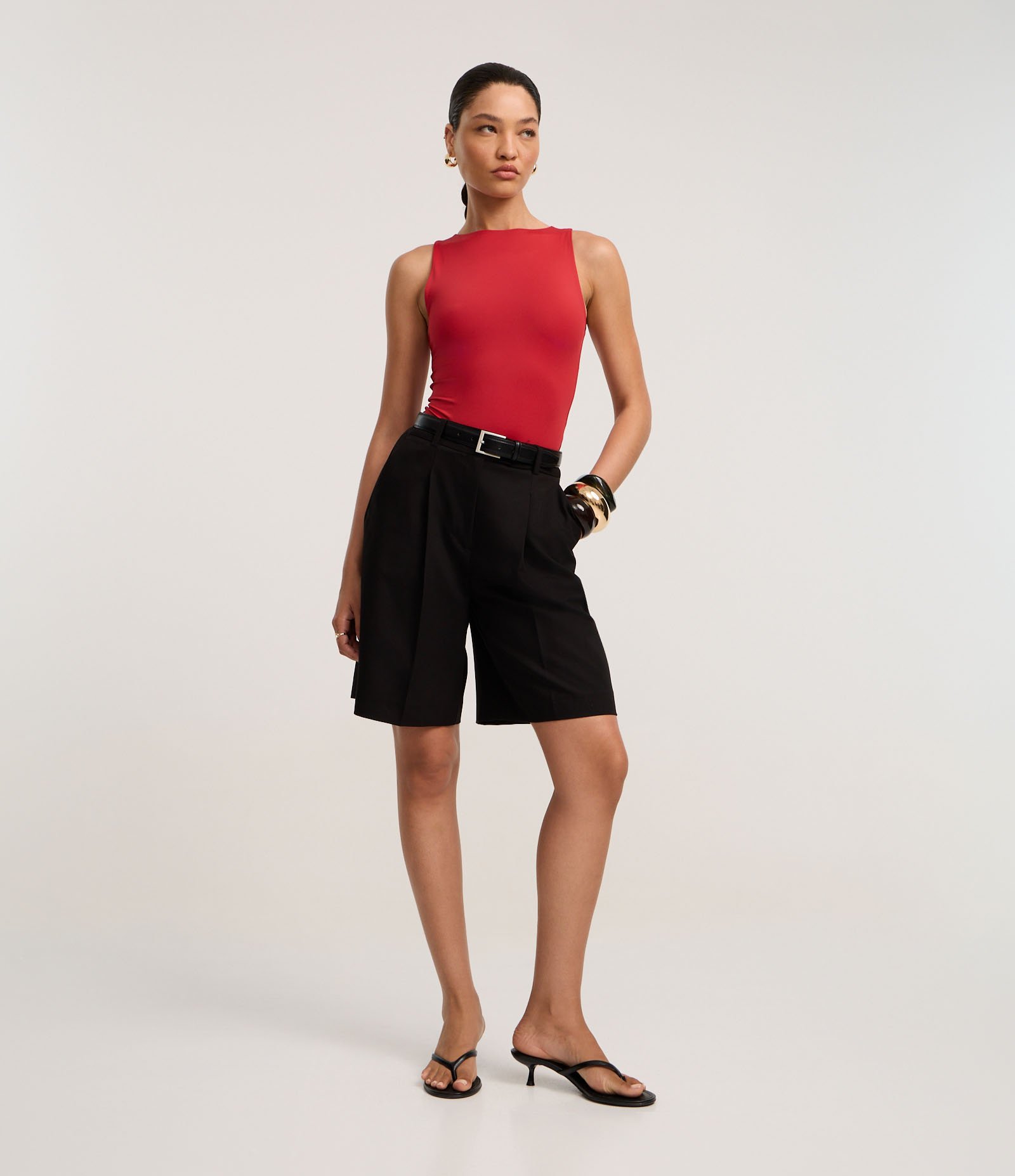 Body Básico em Poliamida com Gola Redonda Vermeleho Escuro 2