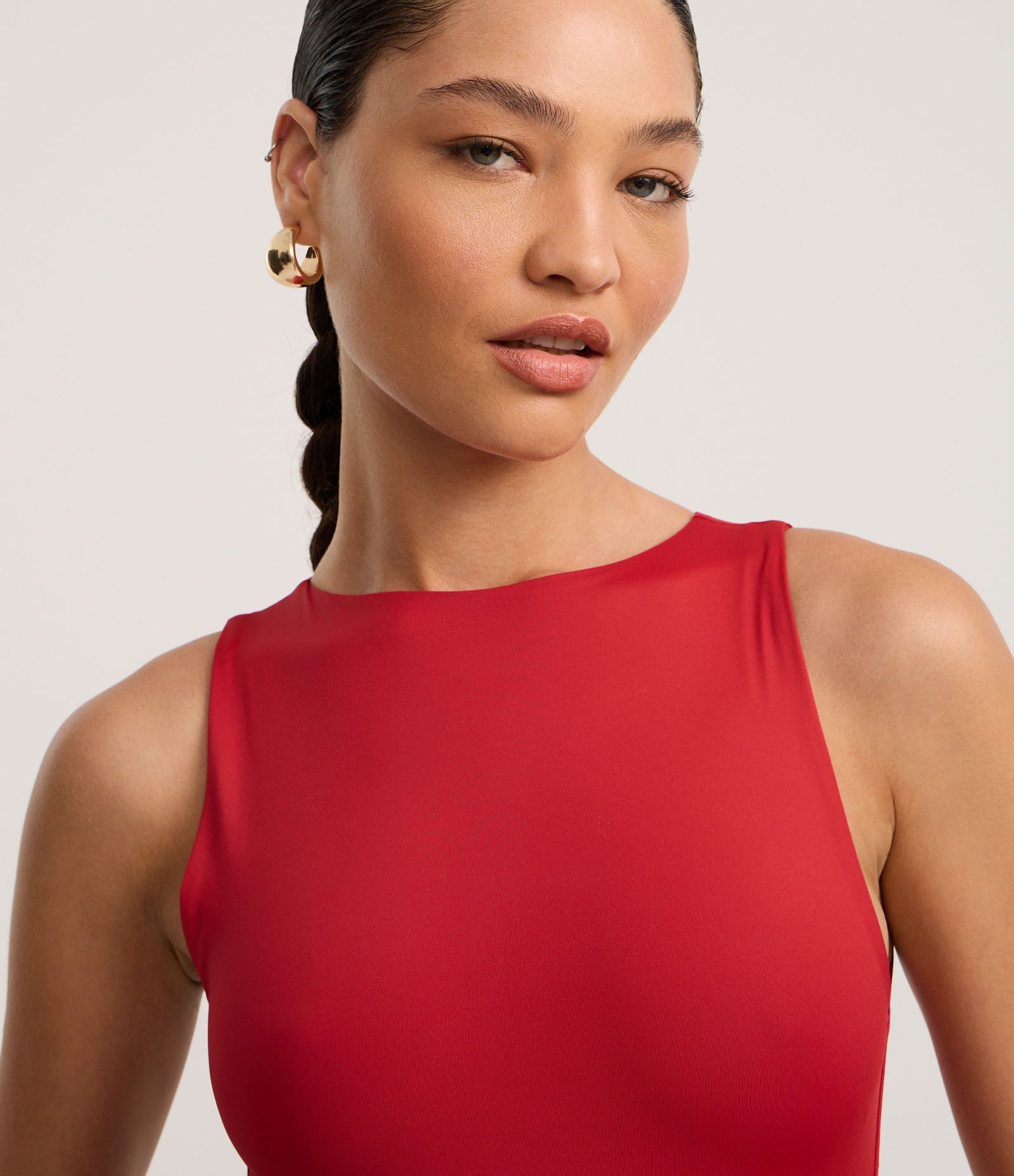 Body Básico em Poliamida com Gola Redonda Vermeleho Escuro 3