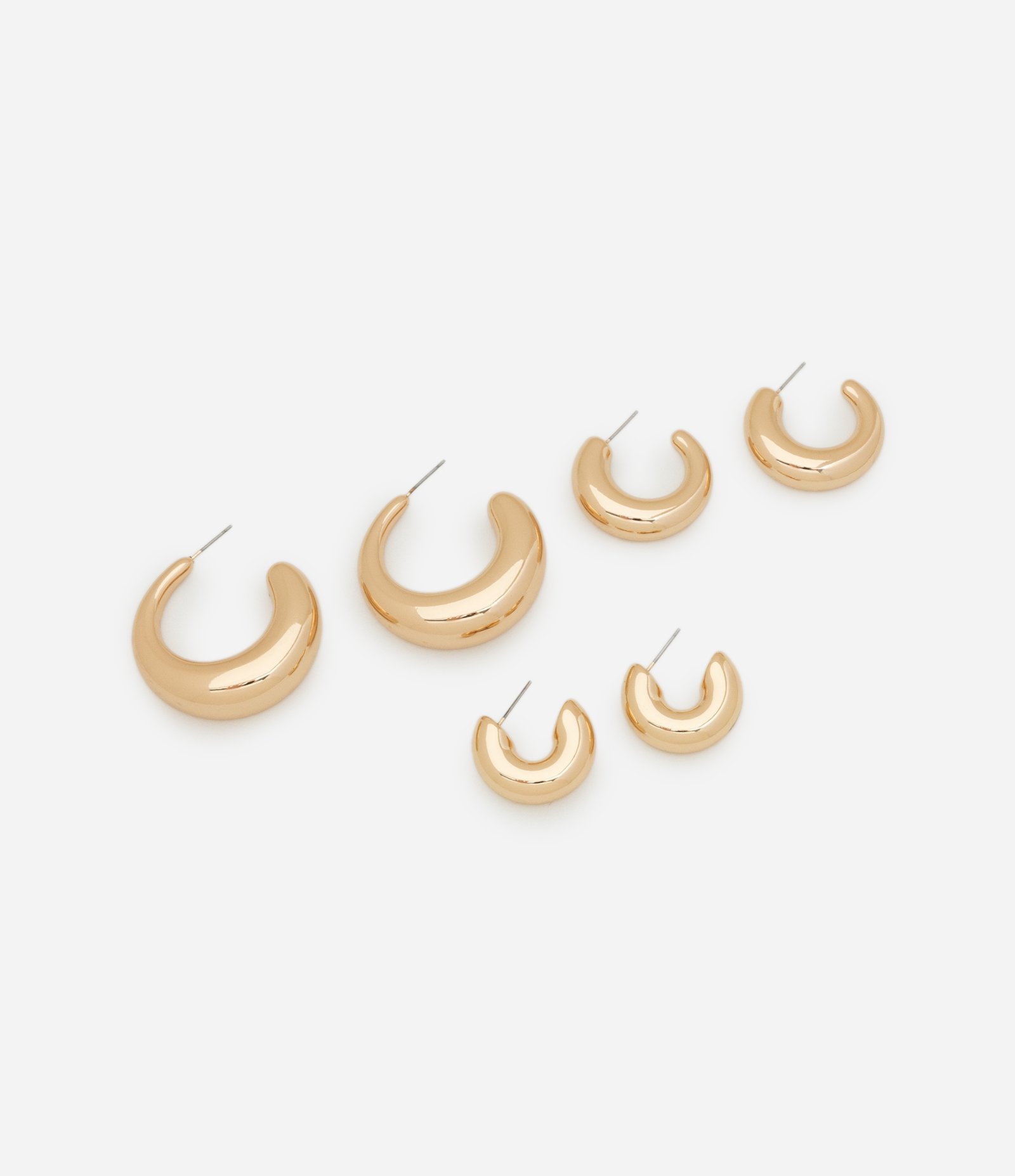 Kit 03 Argolas com Tamanhos Gradativos Dourado 1