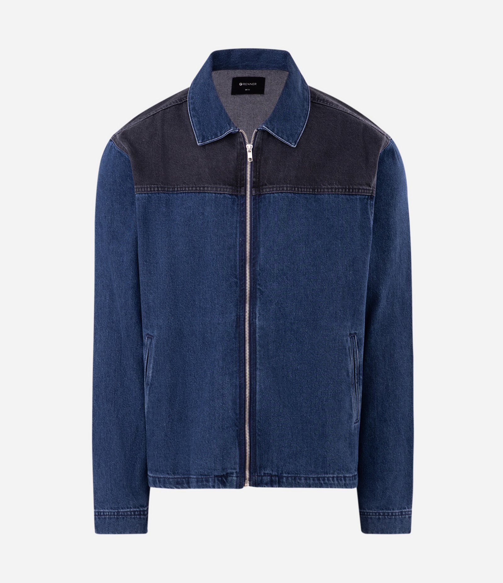 Camisa Overboxy em Jeans com Zíper Frontal Azul Marinho 5