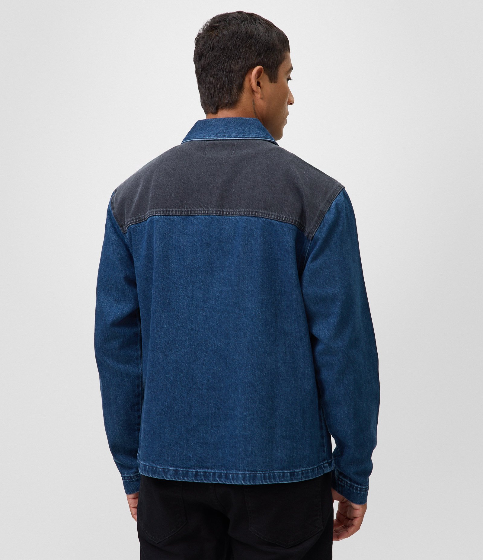 Camisa Overboxy em Jeans com Zíper Frontal Azul Marinho 3