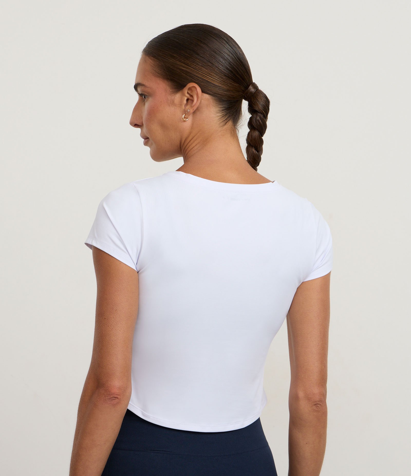 Camiseta Cropped Esportiva em Microfibra Branco 3