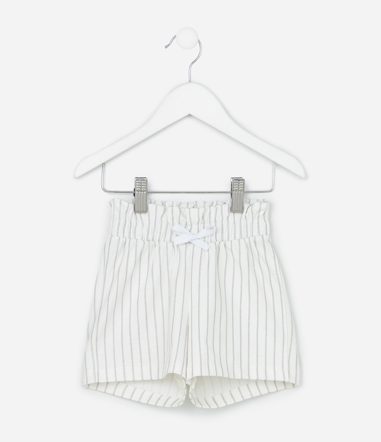 Short Infantil Clochard em Algodão com Estampa de Listras - Tam 1 a 6 Anos Branco 1