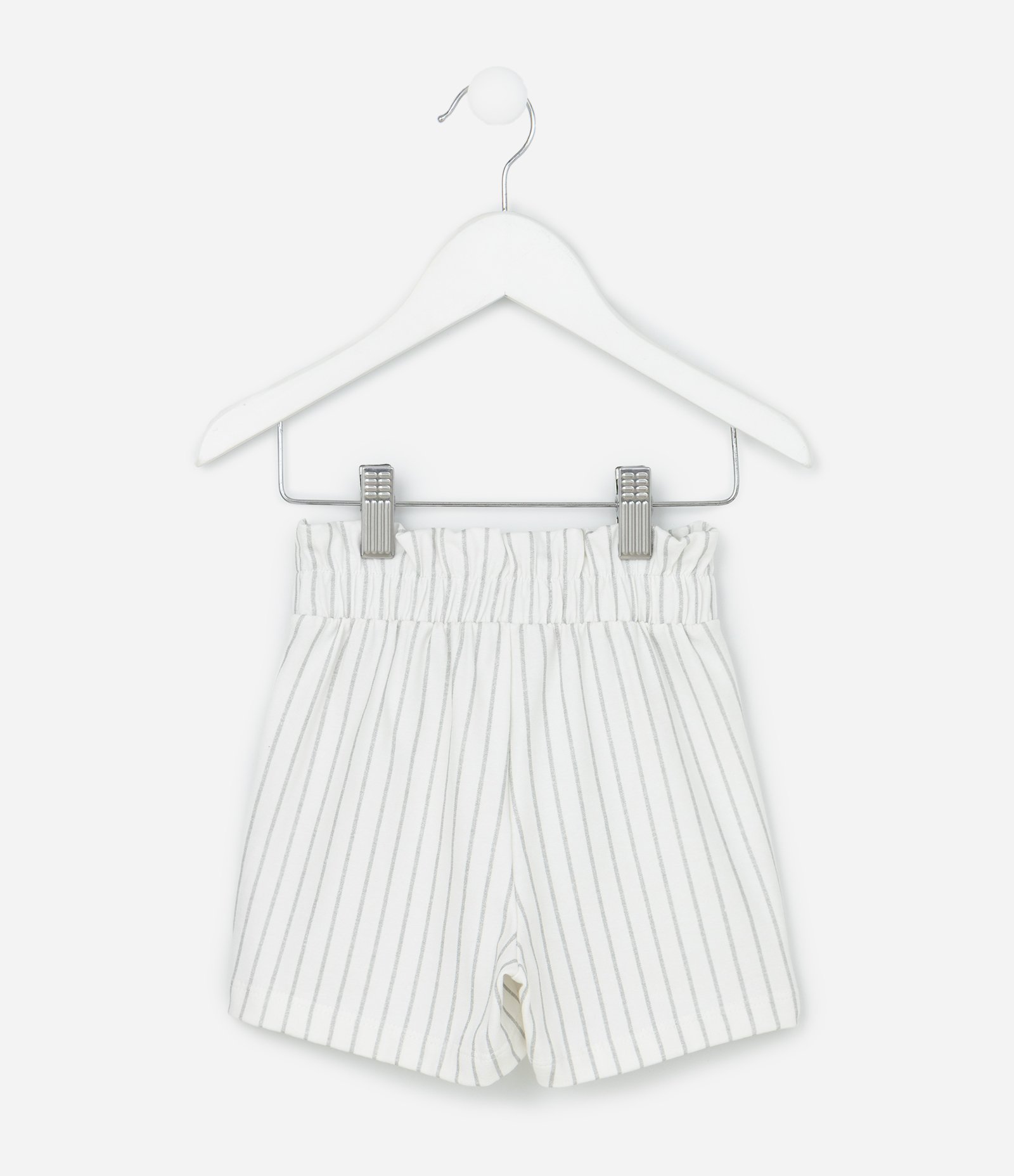 Short Infantil Clochard em Algodão com Estampa de Listras - Tam 1 a 6 Anos Branco 2