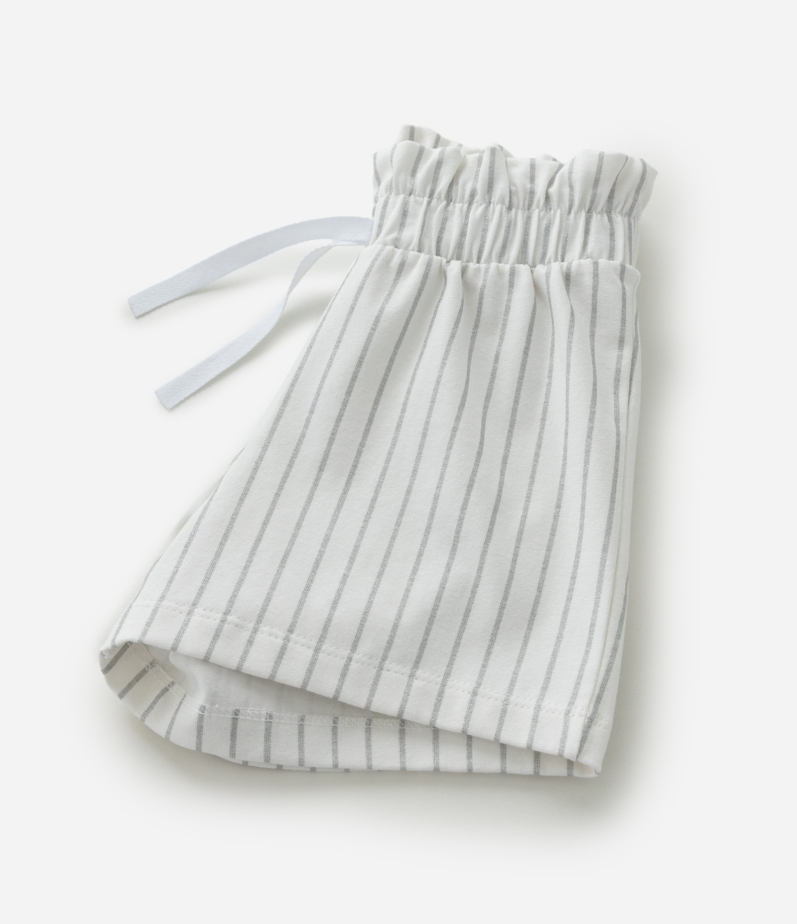 Short Infantil Clochard em Algodão com Estampa de Listras - Tam 1 a 6 Anos Branco 4