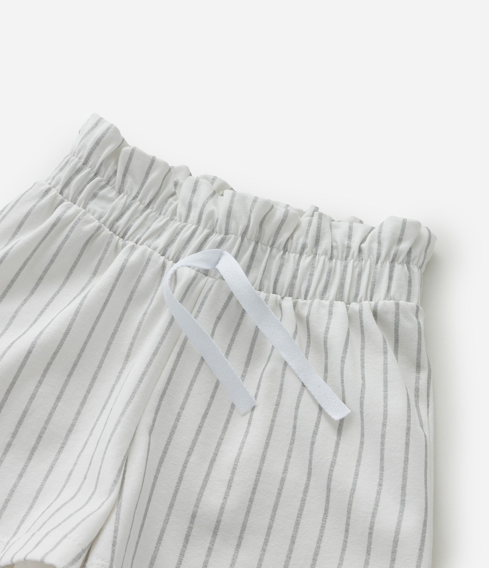 Short Infantil Clochard em Algodão com Estampa de Listras - Tam 1 a 6 Anos Branco 5