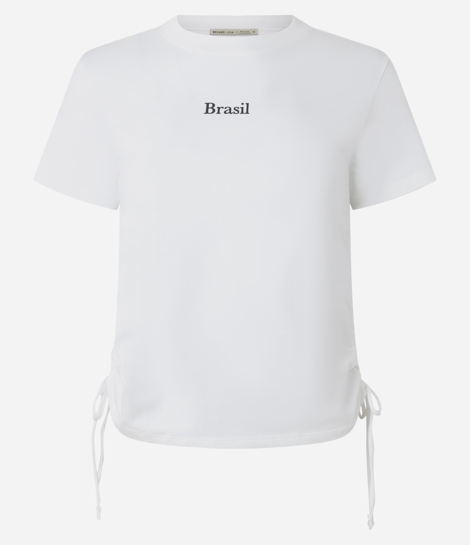 Blusa em Algodão com Franzidos e Lettering Brasil Off White 9