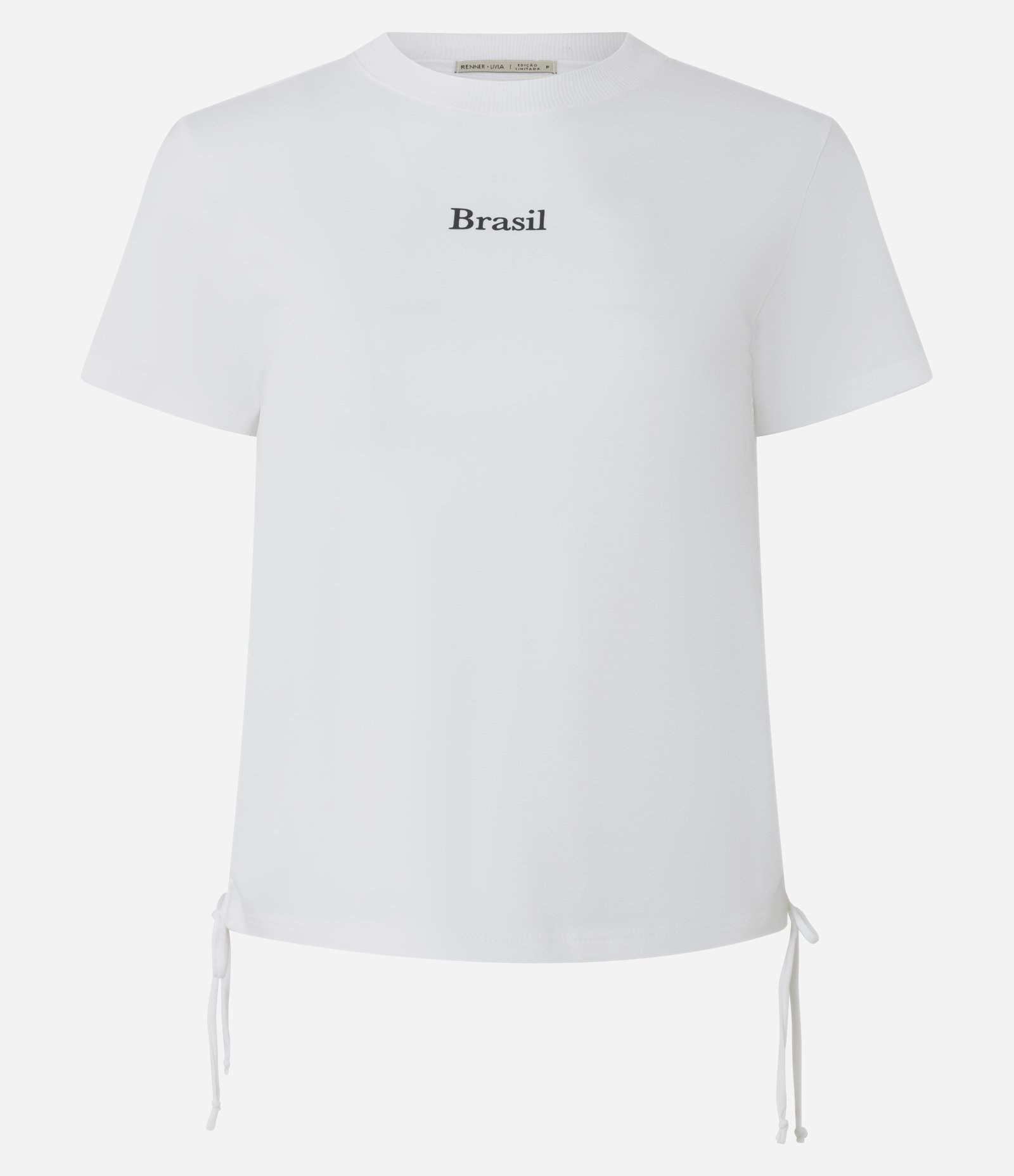 Blusa em Algodão com Franzidos e Lettering Brasil Off White 12