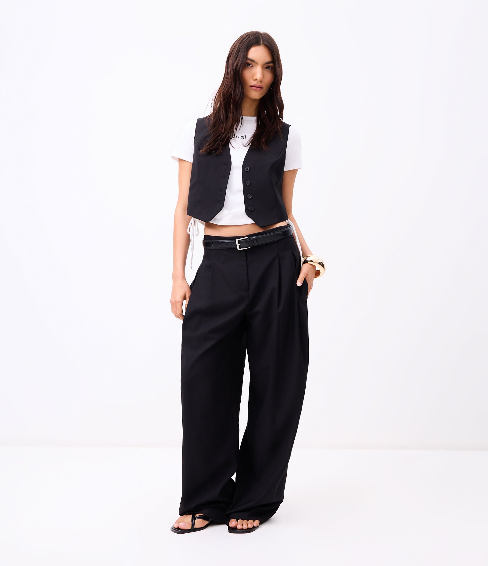 Blusa em Algodão com Franzidos e Lettering Brasil Off White 6