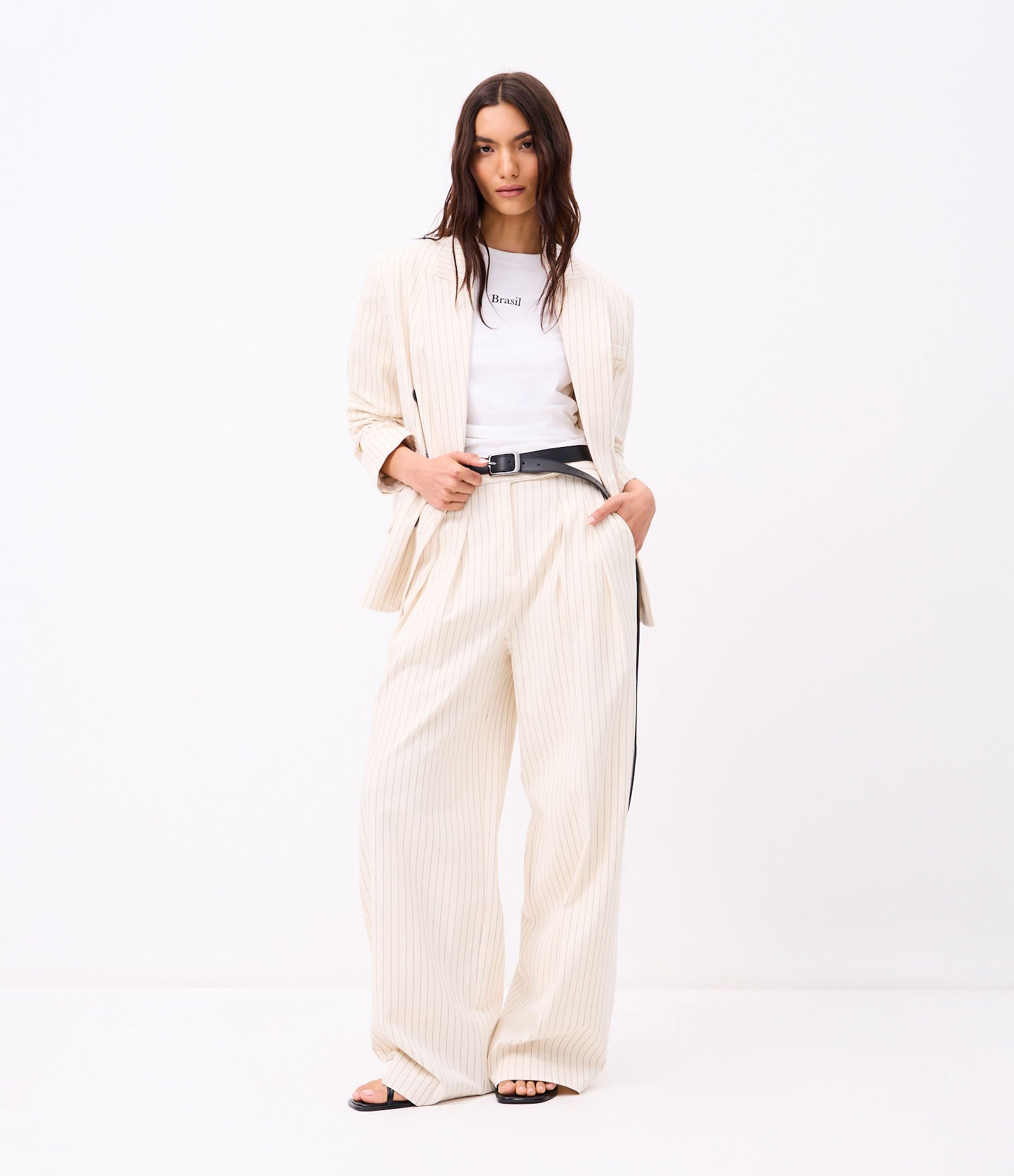 Blusa em Algodão com Franzidos e Lettering Brasil Off White 8