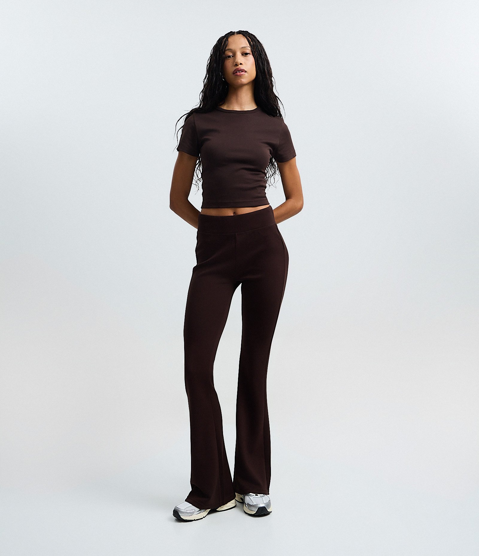 Blusa Cropped em Algodão Peruano Interlock Marrom 3