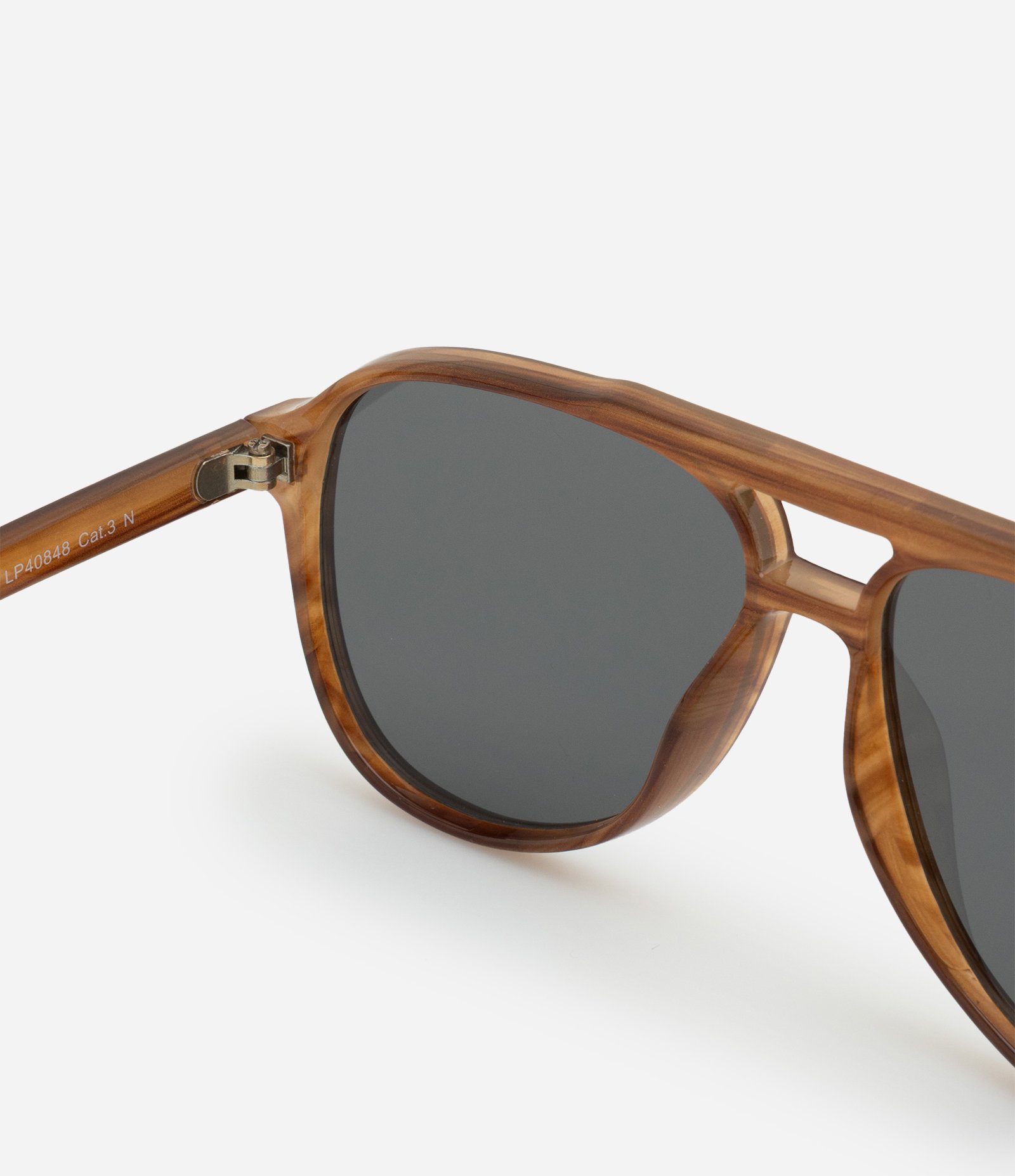 Óculos de Sol Aviador com Estampa Efeito Madeira Marrom 3