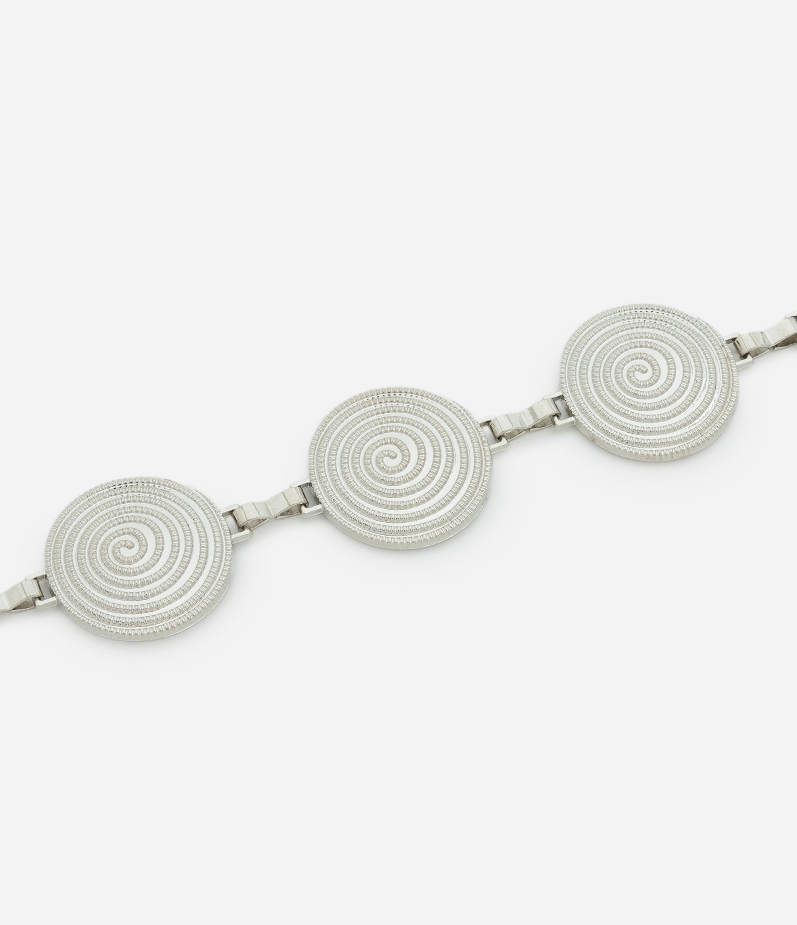 Cinto Estreito em Corrente de Metal com Moedas Texturizadas Prata 3