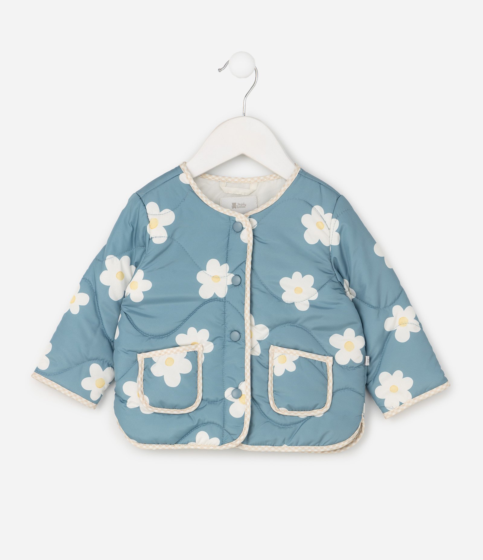 Jaqueta Infantil Matelassê com Estampa Floral – Tam 0 a 18 Meses Azul 2
