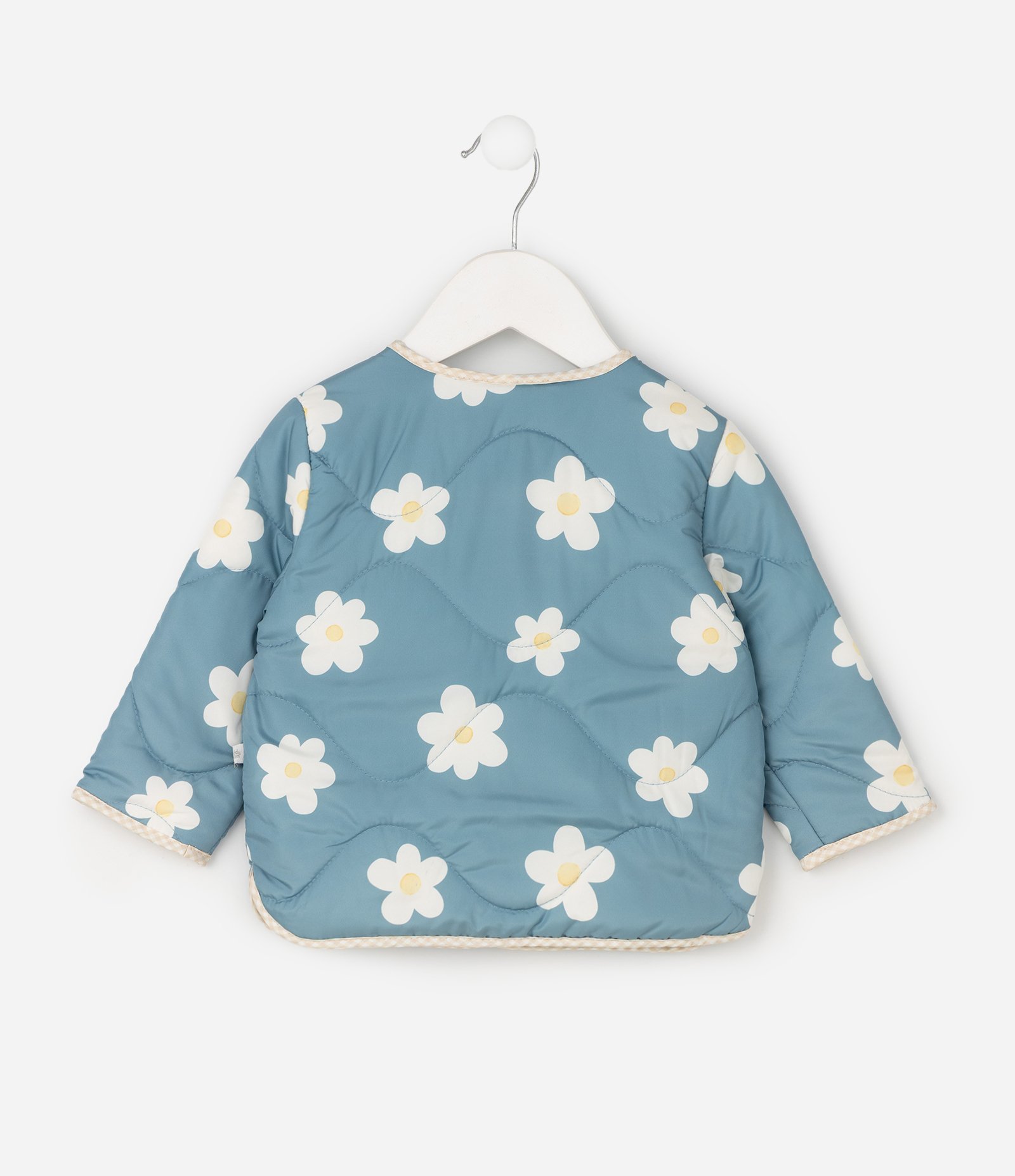 Jaqueta Infantil Matelassê com Estampa Floral – Tam 0 a 18 Meses Azul 3
