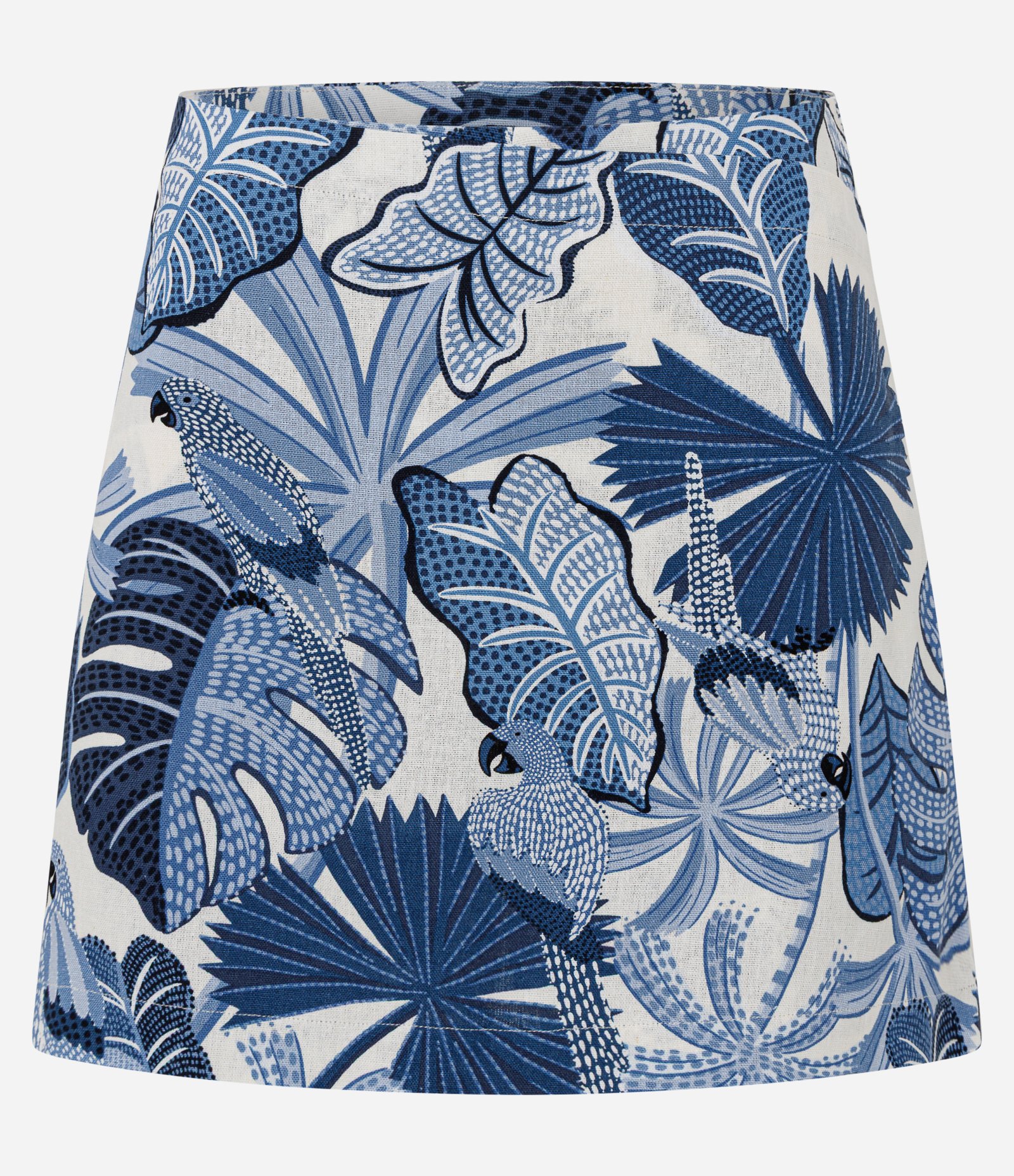 Short em Viscolinho com Estampa de Araras e Folhagens Azul 4