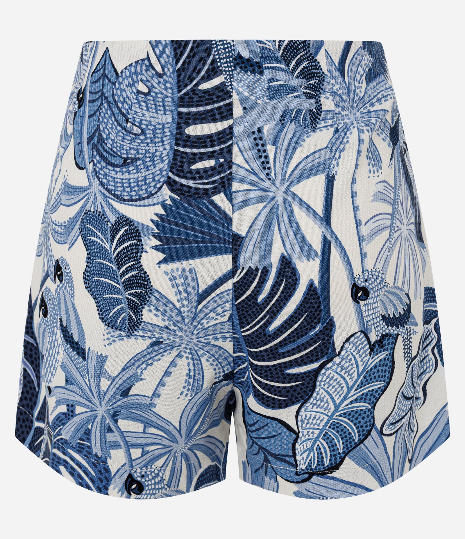 Short em Viscolinho com Estampa de Araras e Folhagens Azul 6
