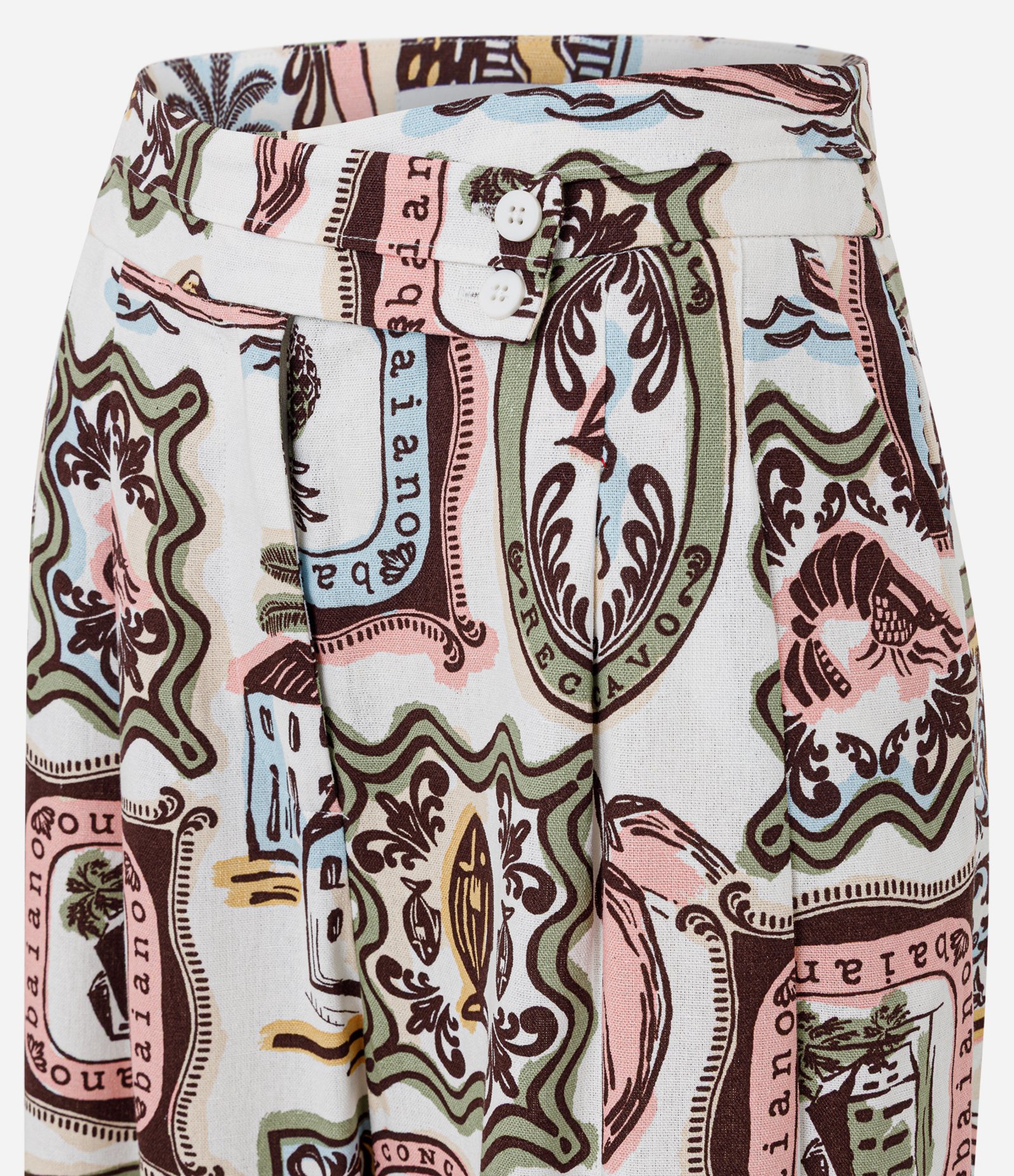 Calça Wide Leg em Viscolinho Estampa Reconcavo Baiano Off White 2